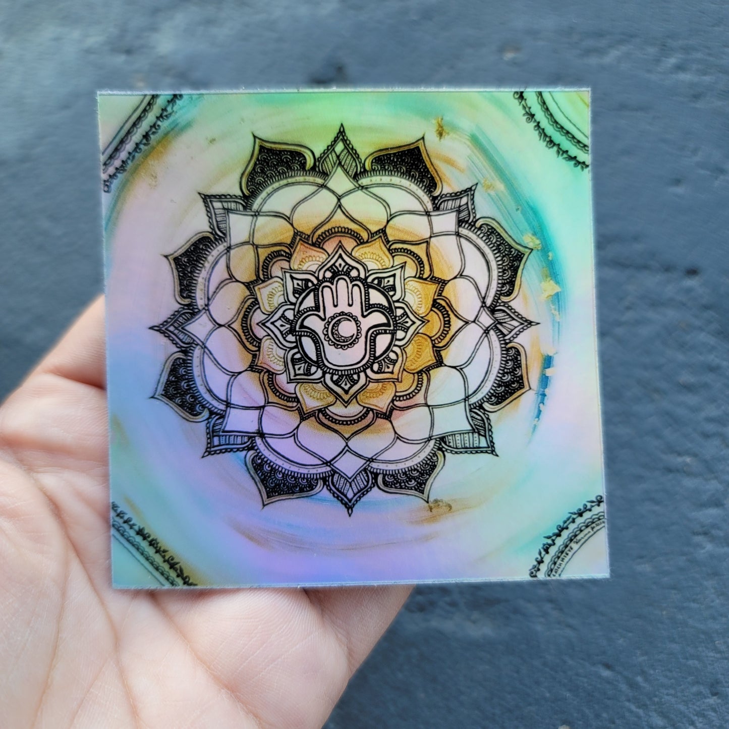 Luna Anastasia 3” Sticker | Waterproofs Holographic Sticker | Mandala Print