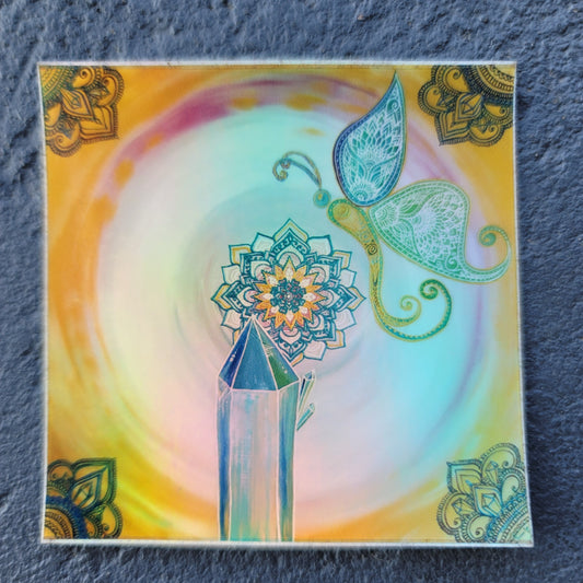 Butterfly Atlantis 3” Sticker | Waterproofs Holographic Sticker | Mandala Print