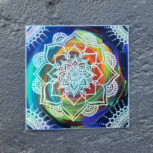 Be Bold 3” Color Splash Sticker | Waterproofs Holographic Sticker | Mandala Print