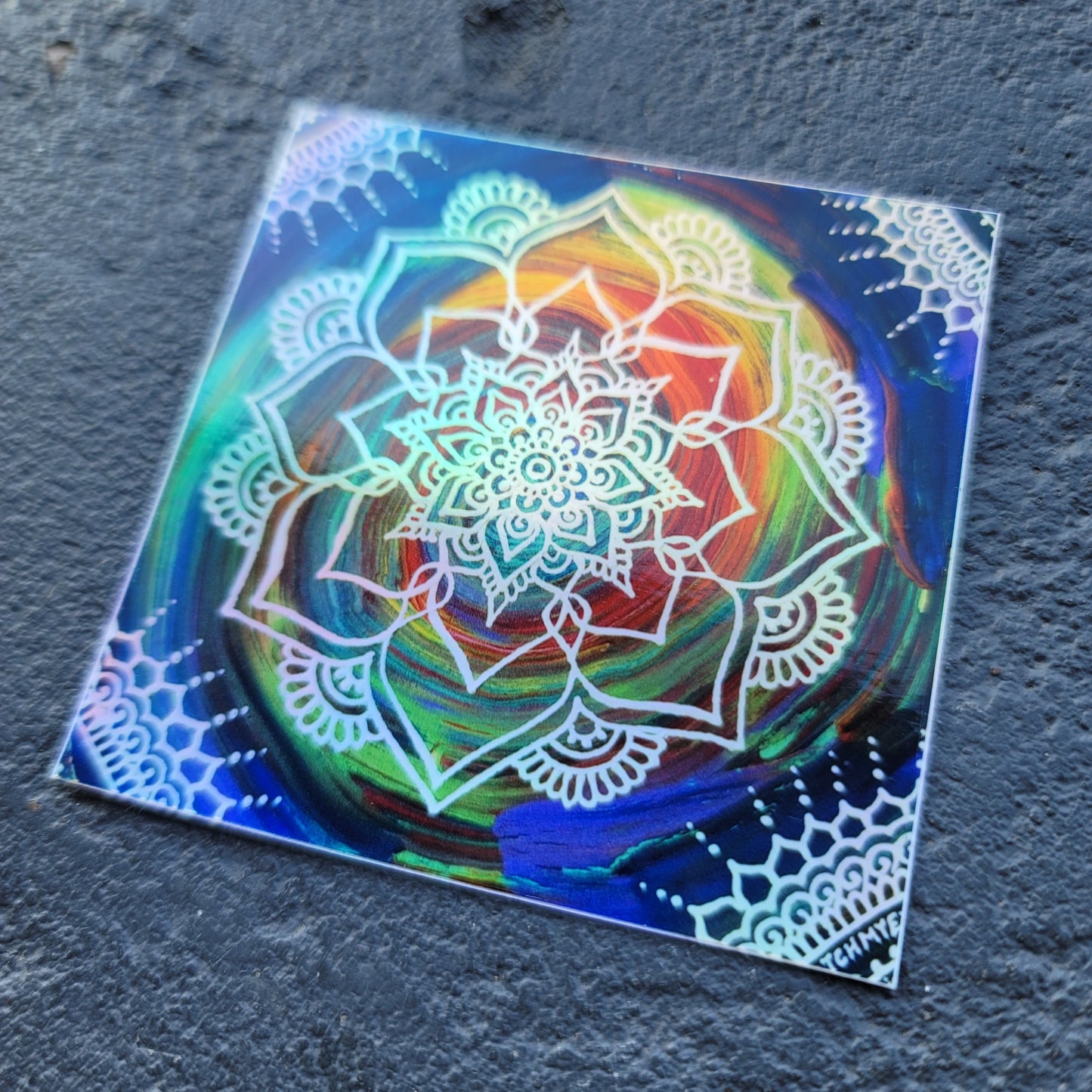 Be Bold 3” Color Splash Sticker | Waterproofs Holographic Sticker | Mandala Print