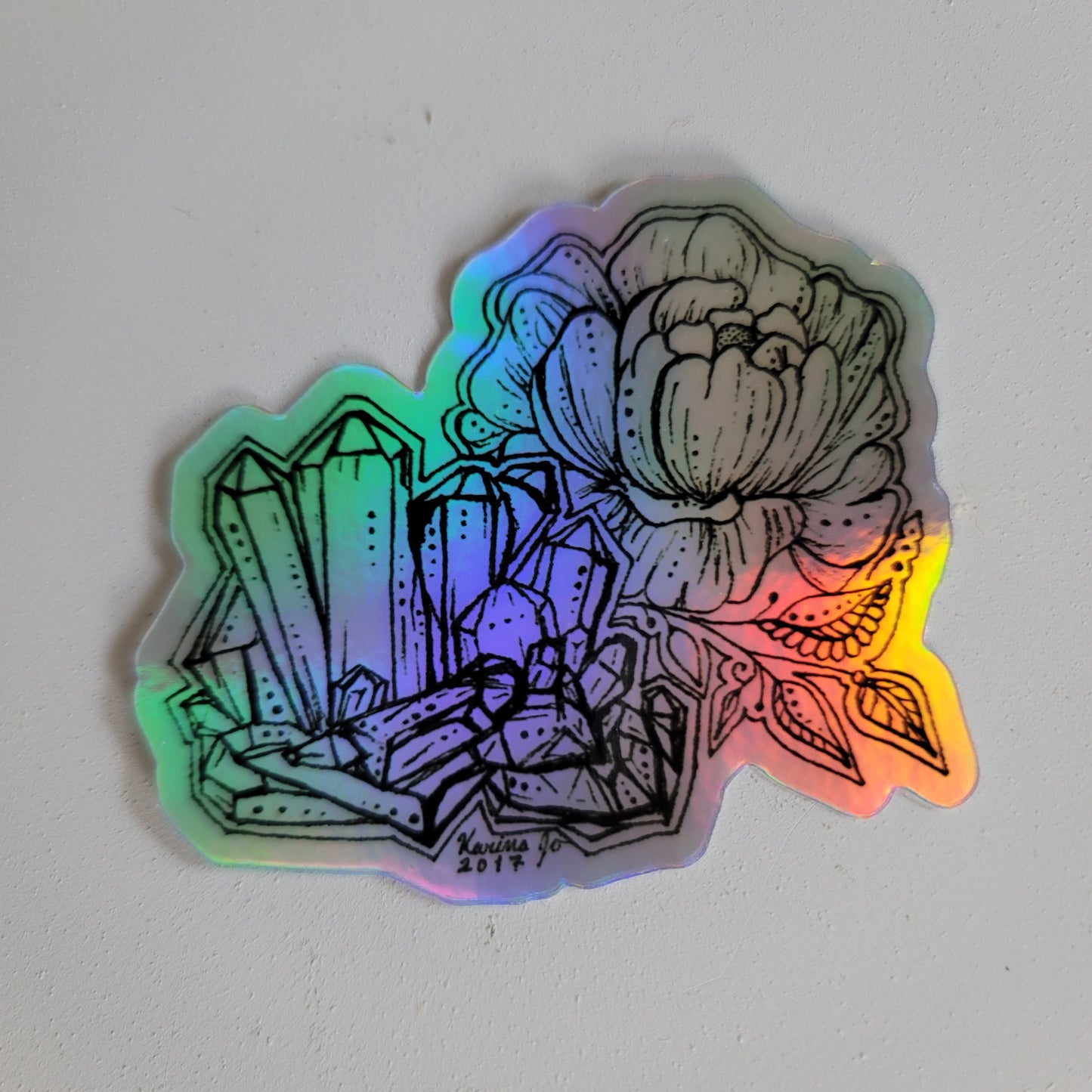 "Crystal Peony" Waterproof Art Print Sticker