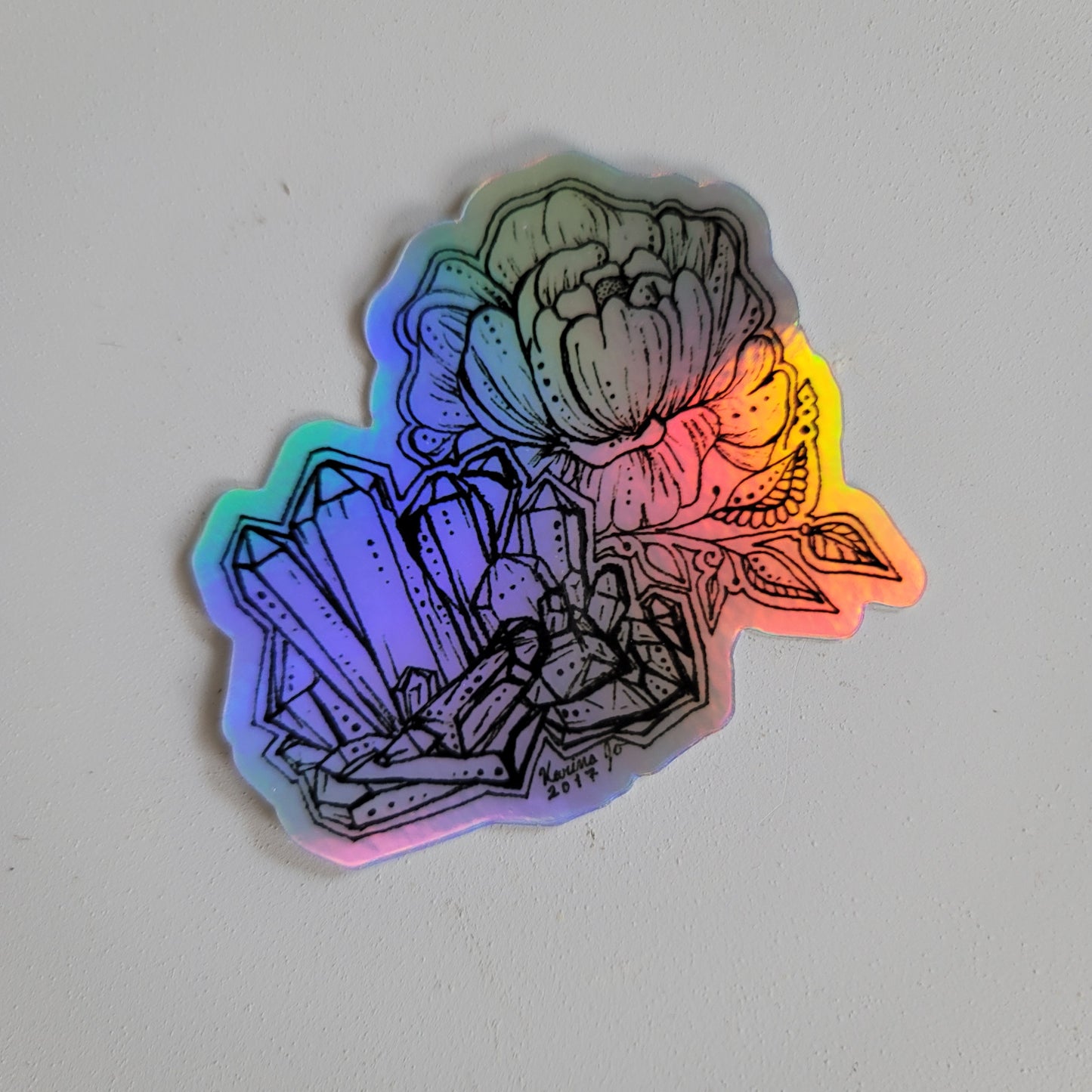 "Crystal Peony" Waterproof Art Print Sticker