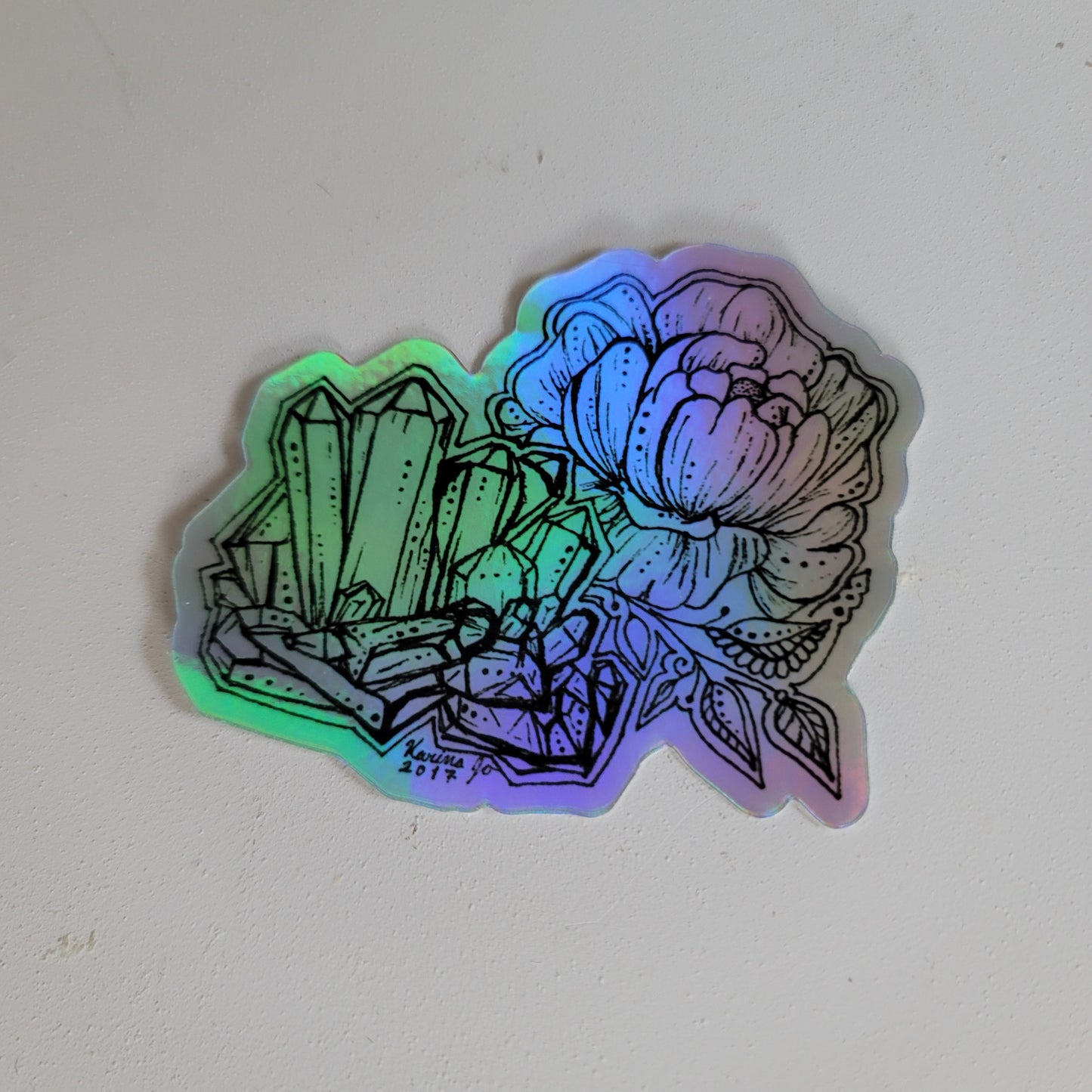 "Crystal Peony" Waterproof Art Print Sticker