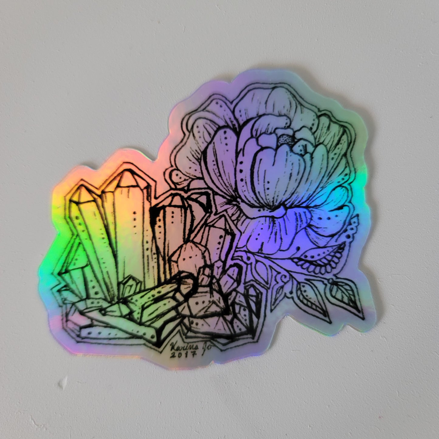 "Crystal Peony" Waterproof Art Print Sticker