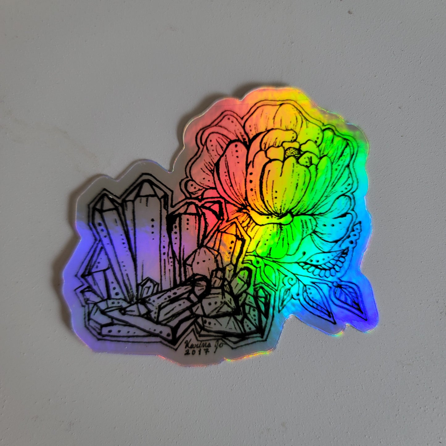 "Crystal Peony" Waterproof Art Print Sticker