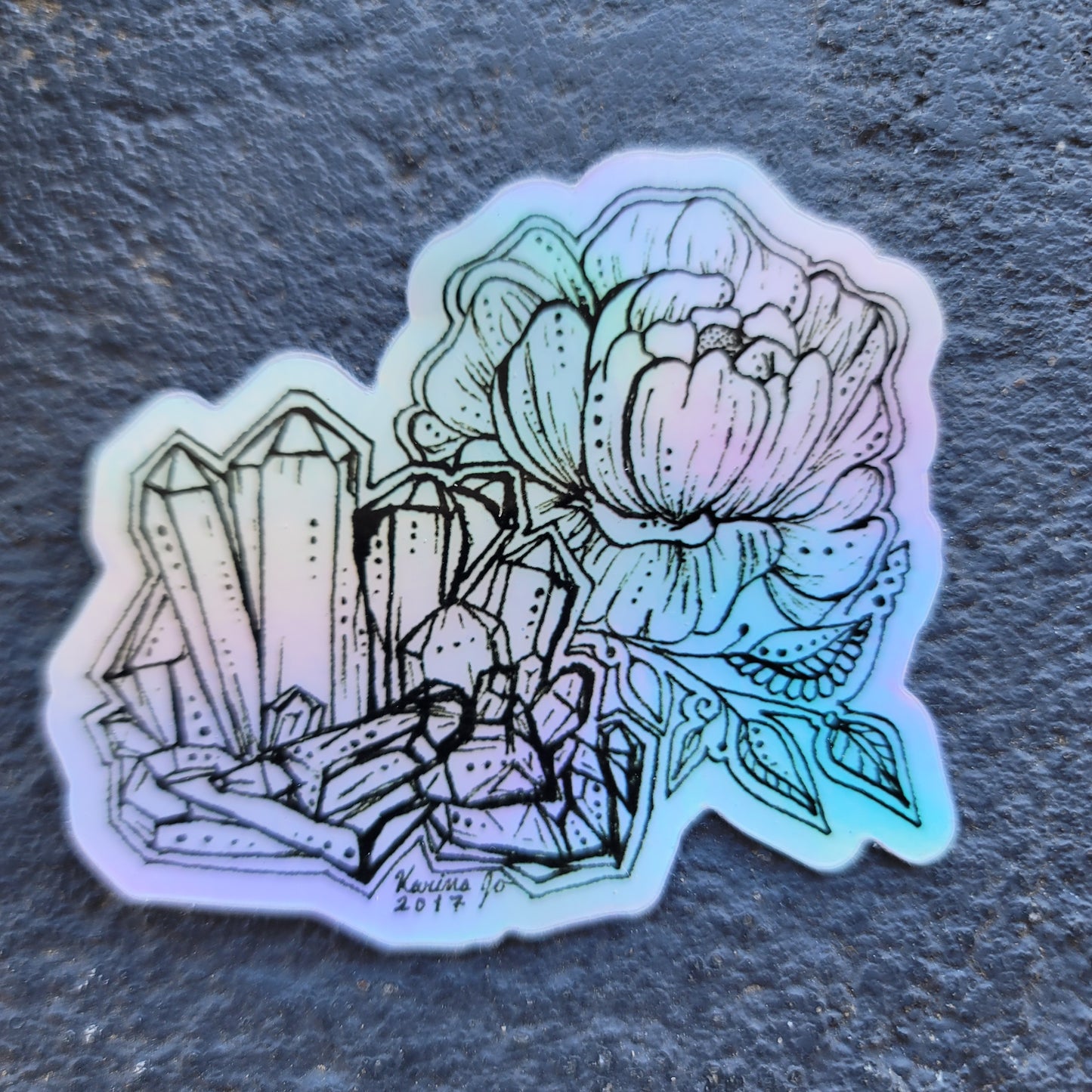 "Crystal Peony" Waterproof Art Print Sticker