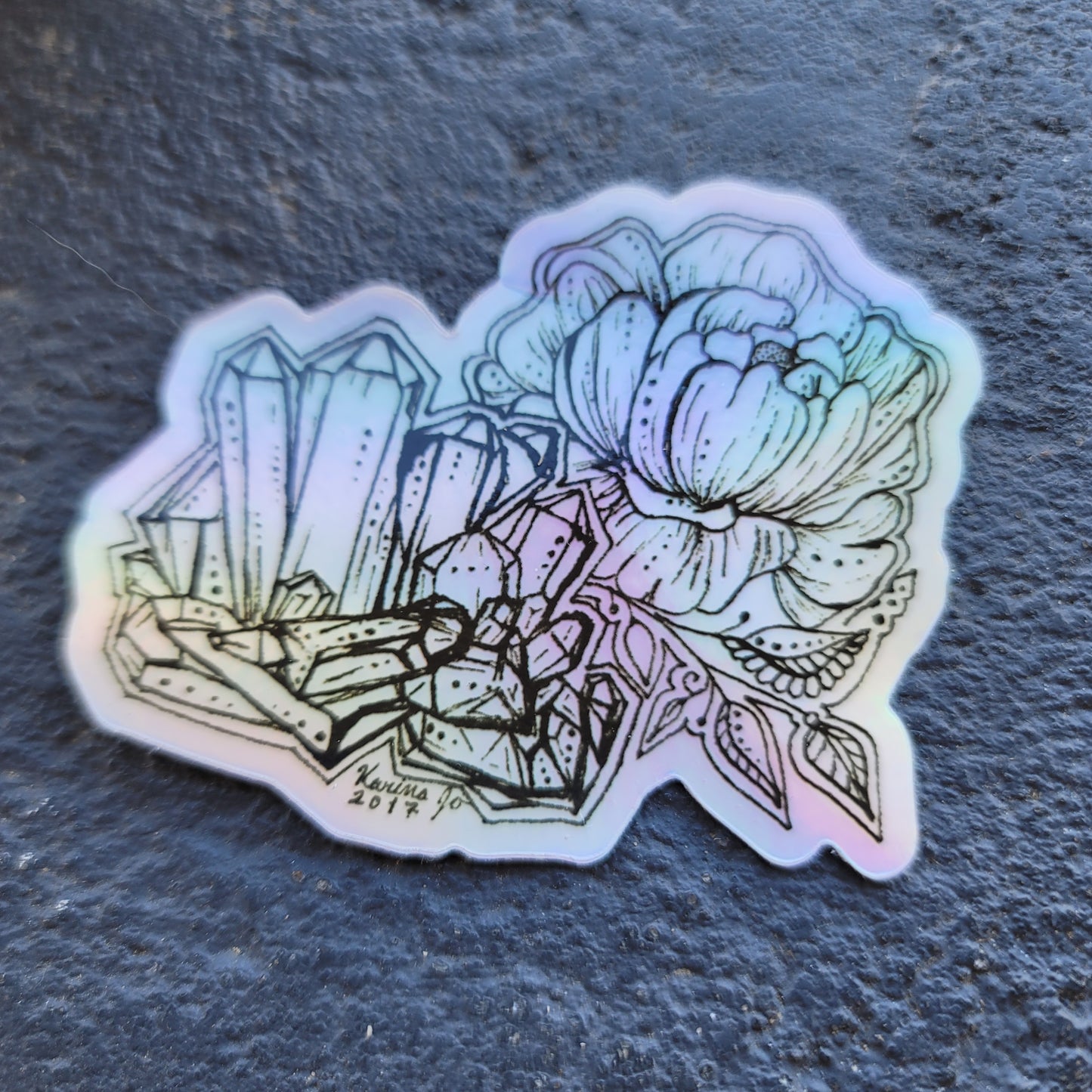"Crystal Peony" Waterproof Art Print Sticker
