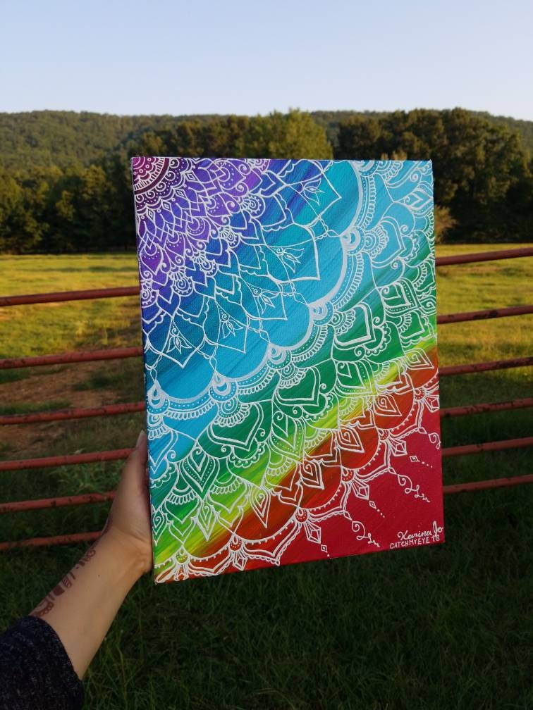 Original Chakra Swirl Mandala | 12x16 Intention Art | Freehand Acrylic Painting |Spiritual Reiki Blessed Home Decor | Energy Balance Artwork