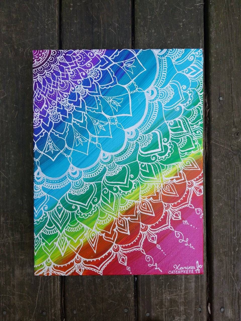 Original Chakra Swirl Mandala | 12x16 Intention Art | Freehand Acrylic Painting |Spiritual Reiki Blessed Home Decor | Energy Balance Artwork