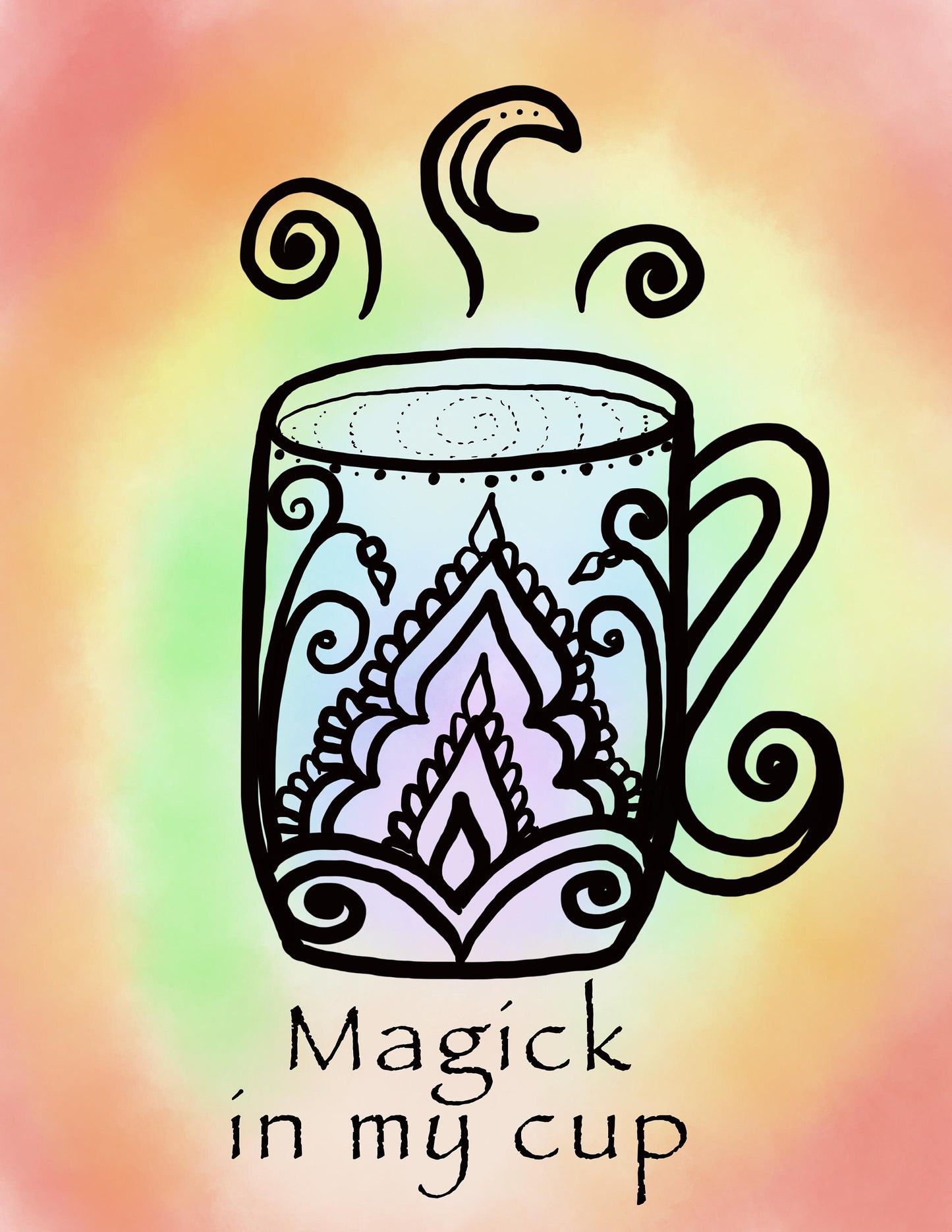 Coffee Mandala Magic Printable Poster Pack | 3 Freehand Drawings | Chakra color| PDF Instant Digital Download | Home and Kitchen Wall Art