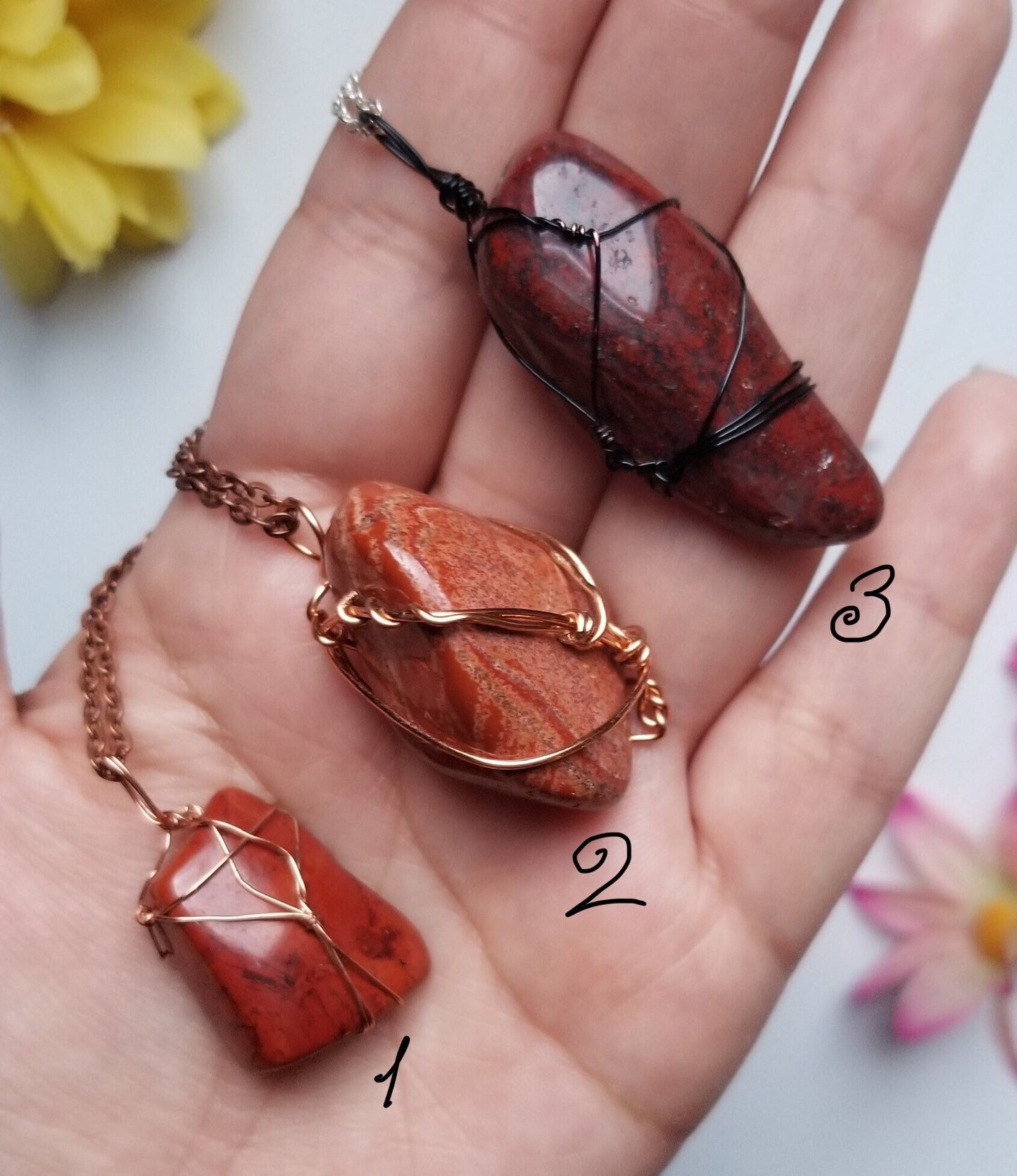 Red Jasper Crystal Necklace | Root Chakra| Grounding & Strength Intention | Hand Wrapped and Reiki Blessed Jewelry