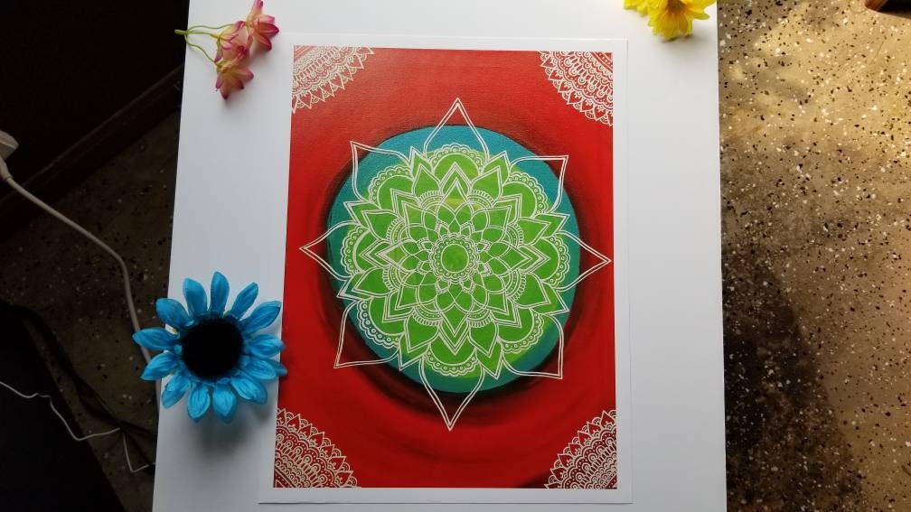 The Superhero Manadala Art Print 12×16" art 13×17" w border |  Freehand Mandala Poster Print l Art Print l Painted Artwork