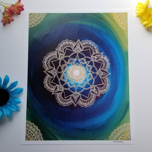 The Portal Manadala Art Print 12×15" art 13×16" w border |  Freehand Mandala Poster Print l Art Print l Painted Artwork