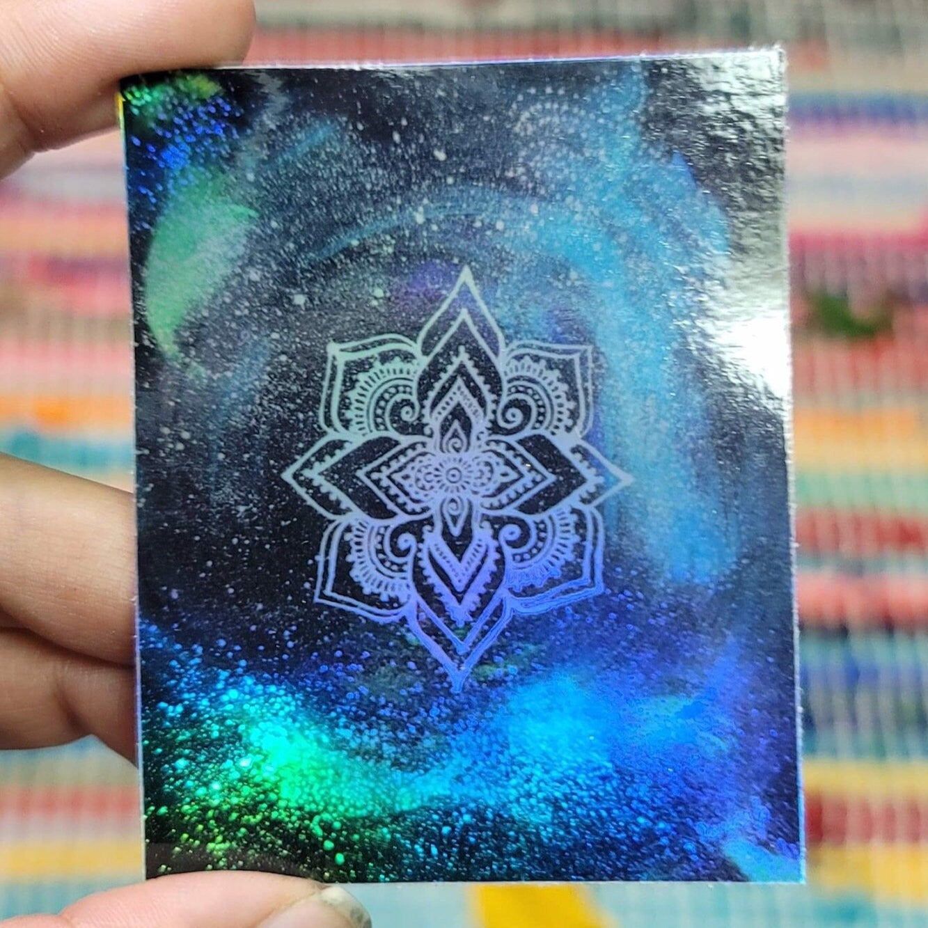 Galaxy Mandala 3” Sticker | Waterproofs Holographic Sticker | Mandala Print