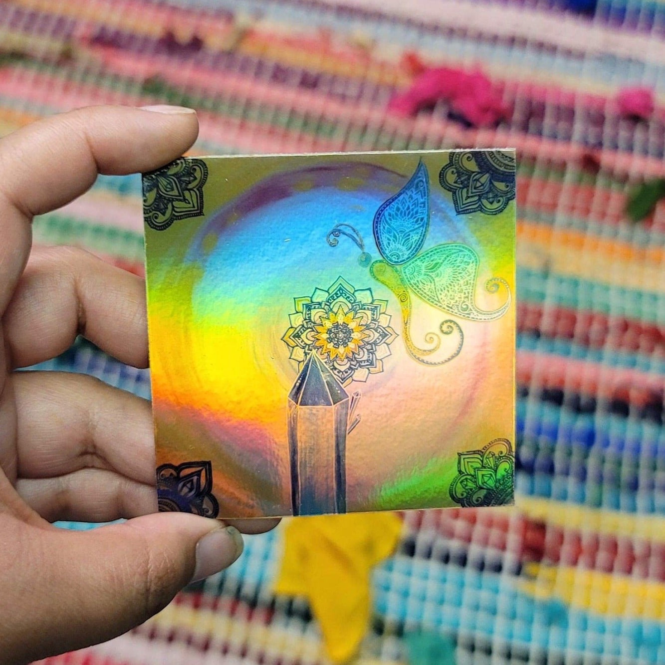 Butterfly Atlantis 3” Sticker | Waterproofs Holographic Sticker | Mandala Print