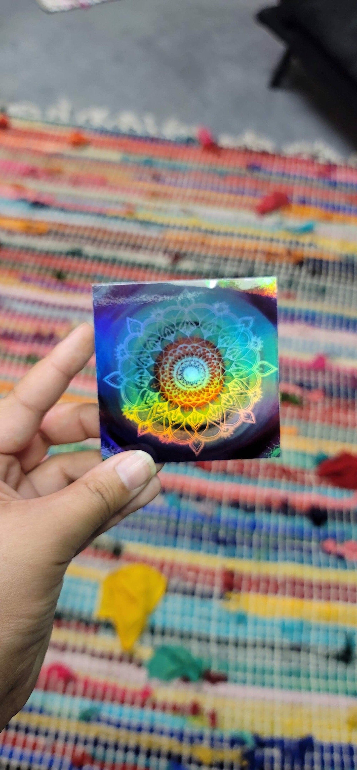 Frequency Portal Mandala 3” Sticker | Waterproofs Holographic Sticker | Mandala Print