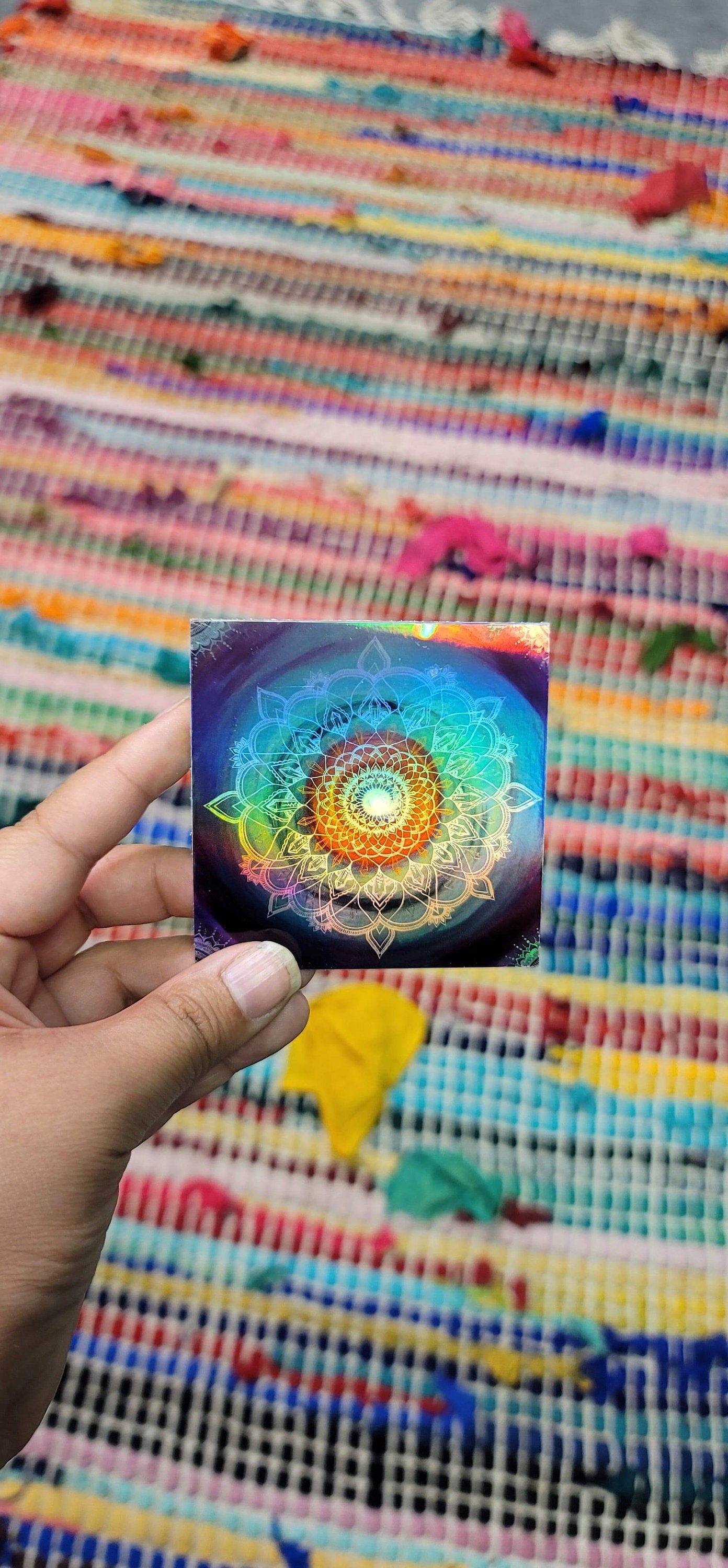 Frequency Portal Mandala 3” Sticker | Waterproofs Holographic Sticker | Mandala Print