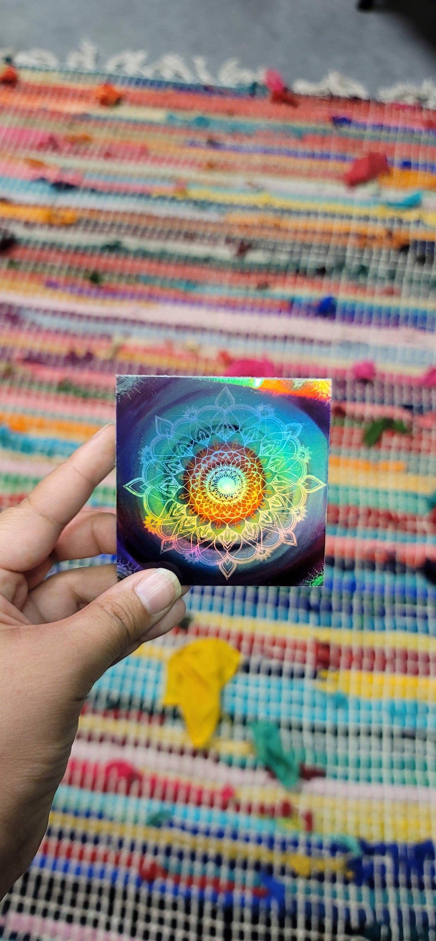 Frequency Portal Mandala 3” Sticker | Waterproofs Holographic Sticker | Mandala Print