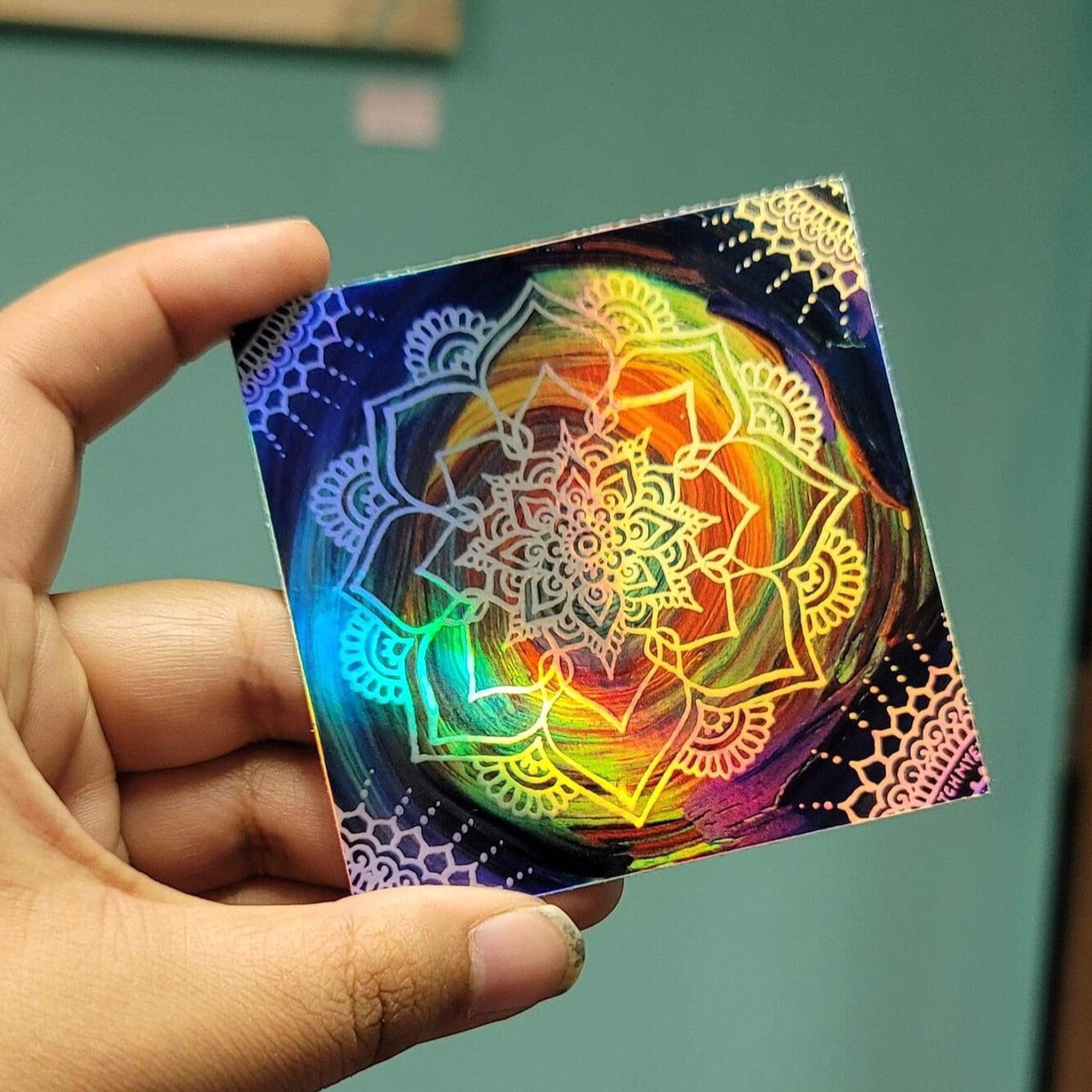 Be Bold 3” Color Splash Sticker | Waterproofs Holographic Sticker | Mandala Print