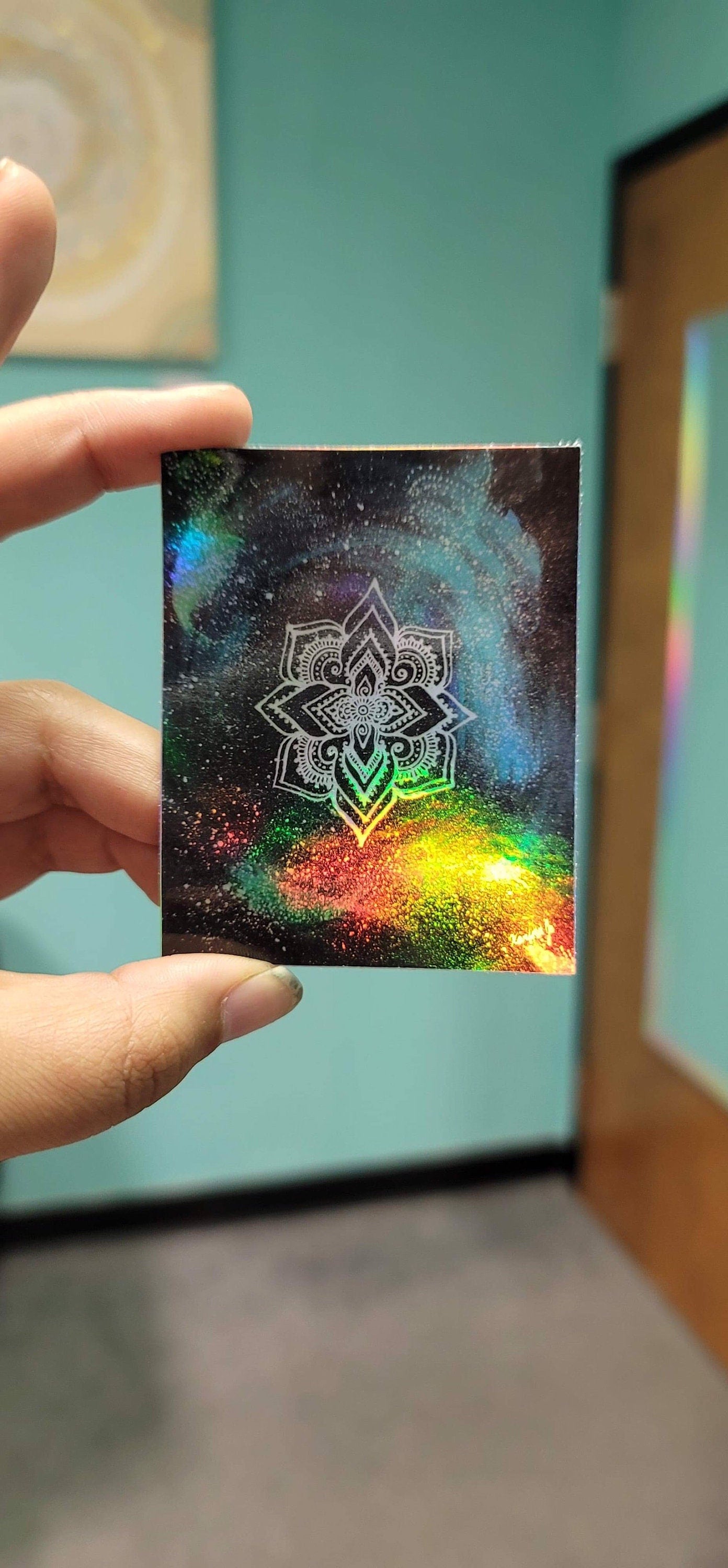 Galaxy Mandala 3” Sticker | Waterproofs Holographic Sticker | Mandala Print