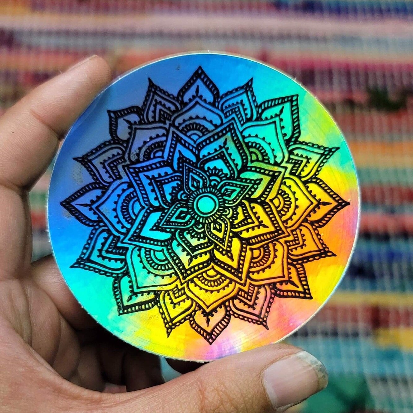 Crystal Moonlight 3” Sticker | Waterproofs Holographic Sticker | Mandala Print
