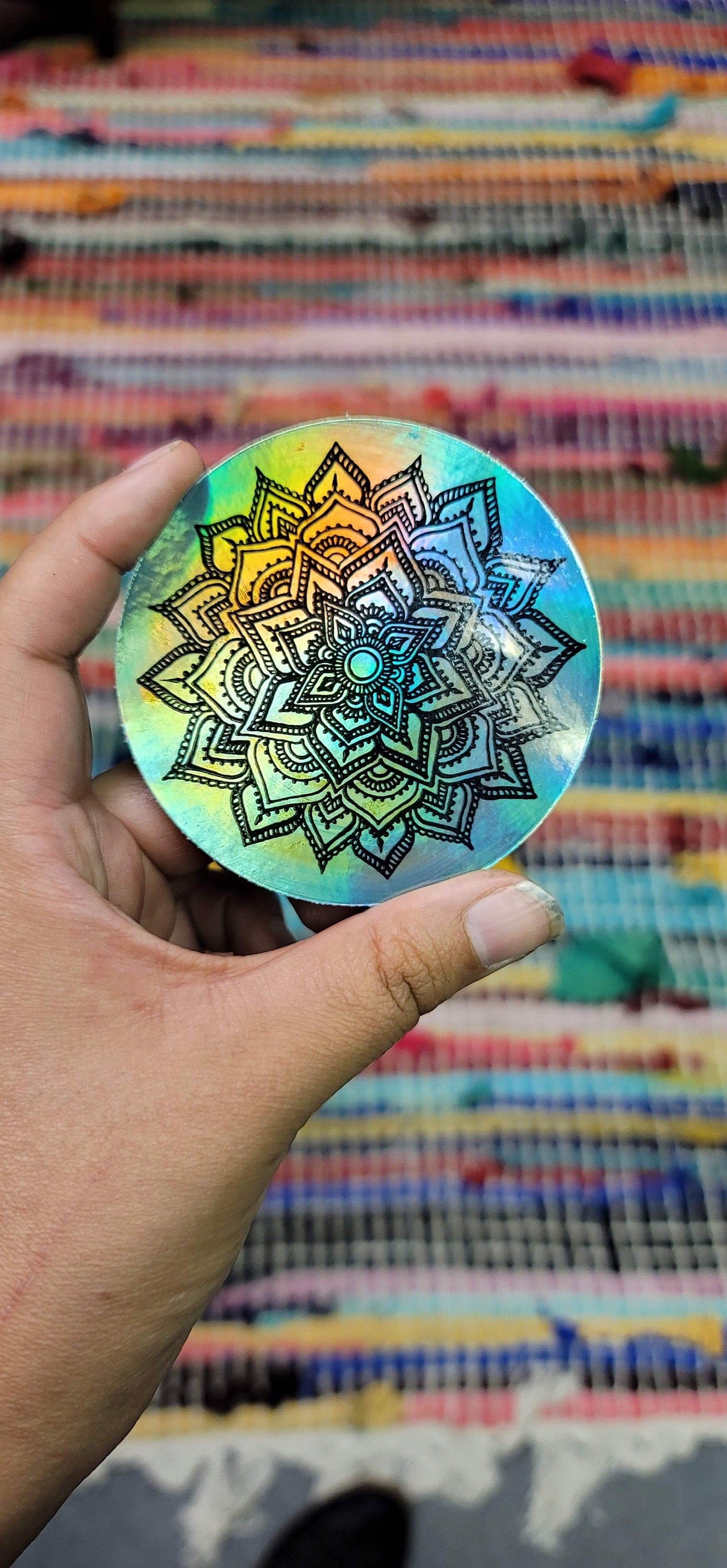 Crystal Moonlight 3” Sticker | Waterproofs Holographic Sticker | Mandala Print