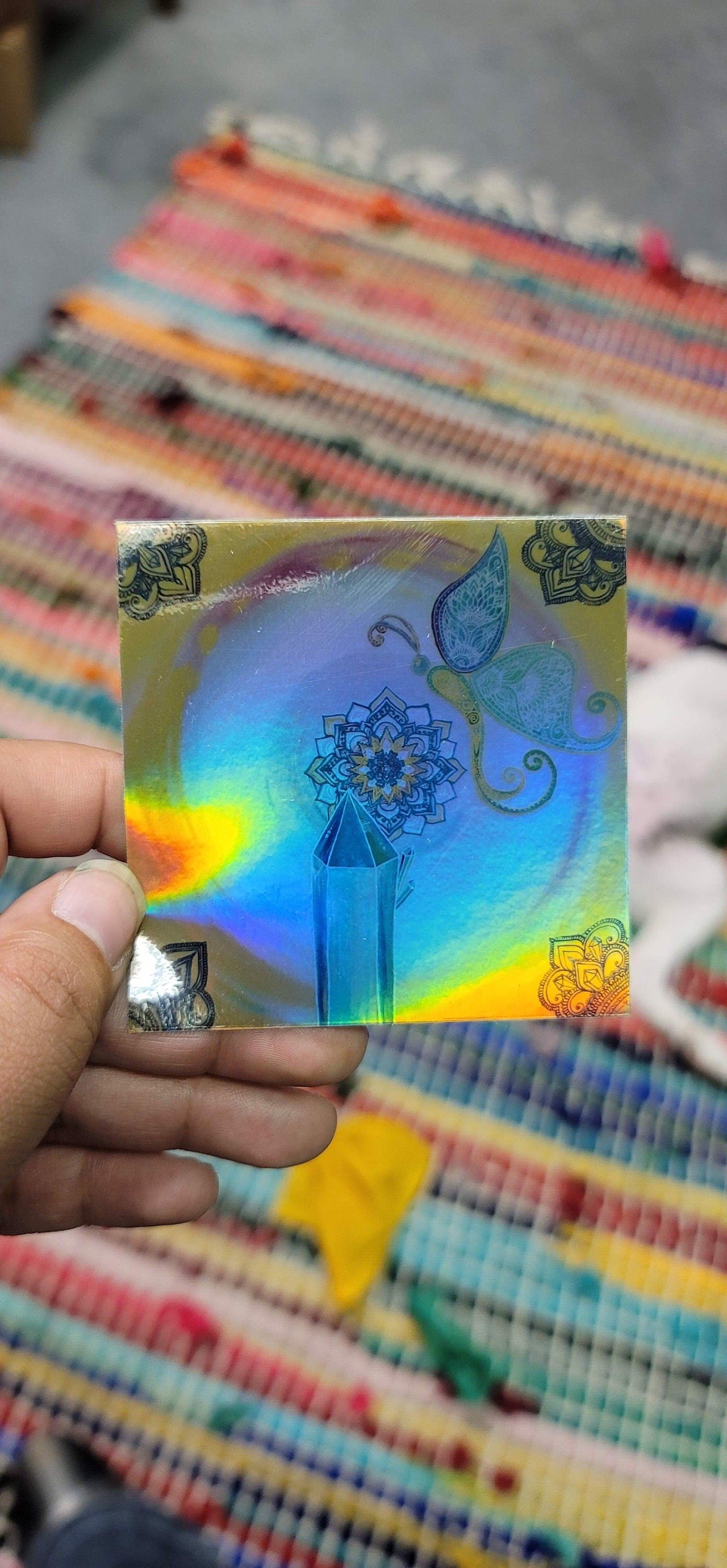 Butterfly Atlantis 3” Sticker | Waterproofs Holographic Sticker | Mandala Print