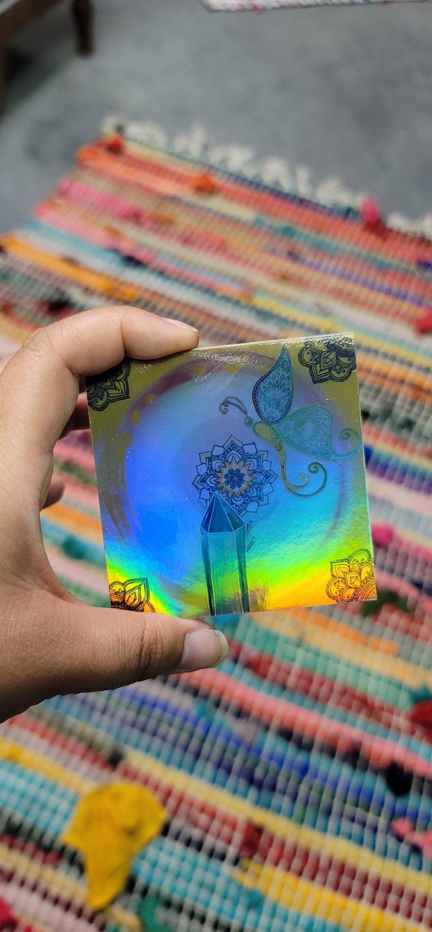 Butterfly Atlantis 3” Sticker | Waterproofs Holographic Sticker | Mandala Print