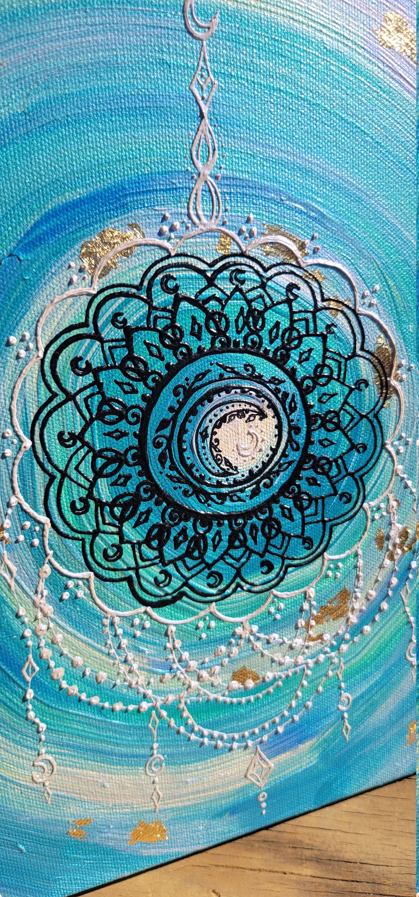 Experiencing Surrender Original Mandala Painting | 12x12 Freehand Reiki Infused Intention Artwork