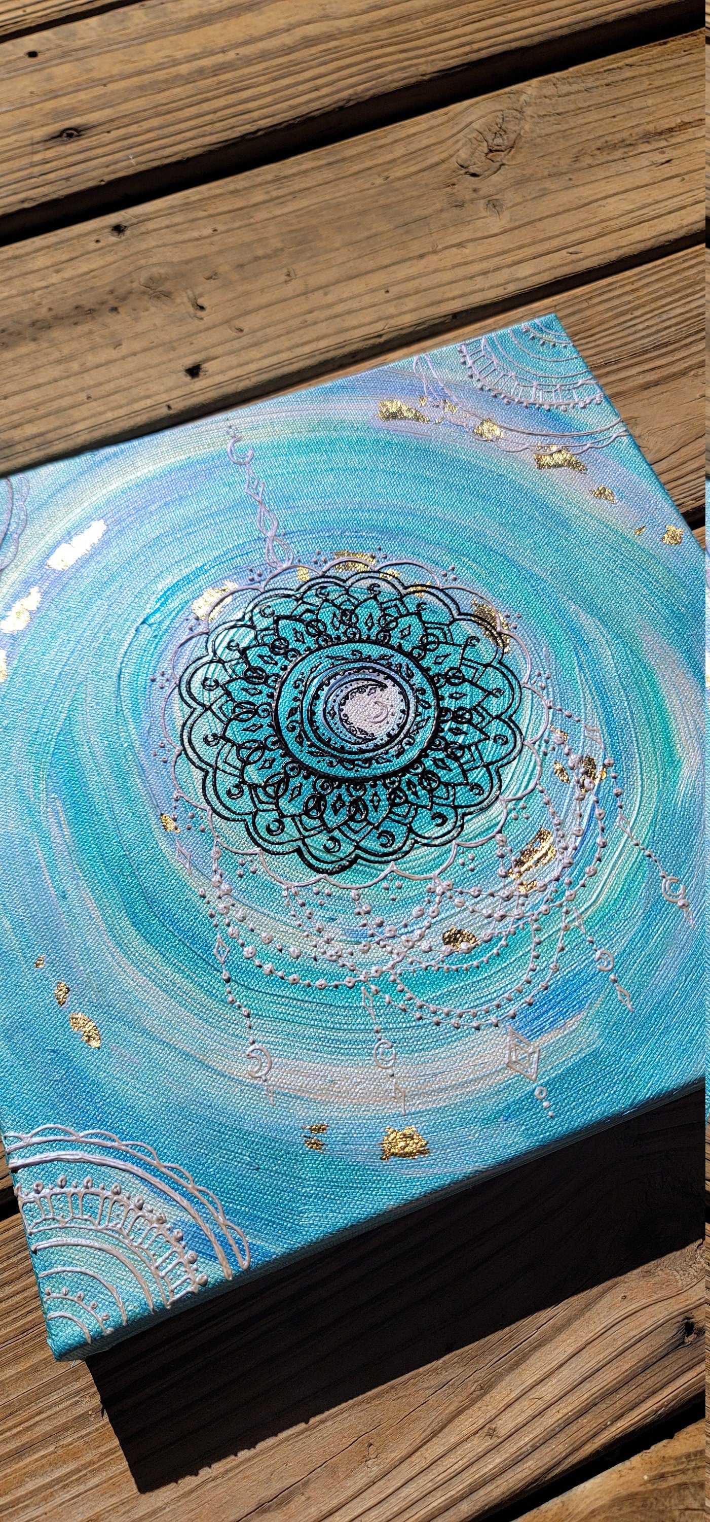 Experiencing Surrender Original Mandala Painting | 12x12 Freehand Reiki Infused Intention Artwork