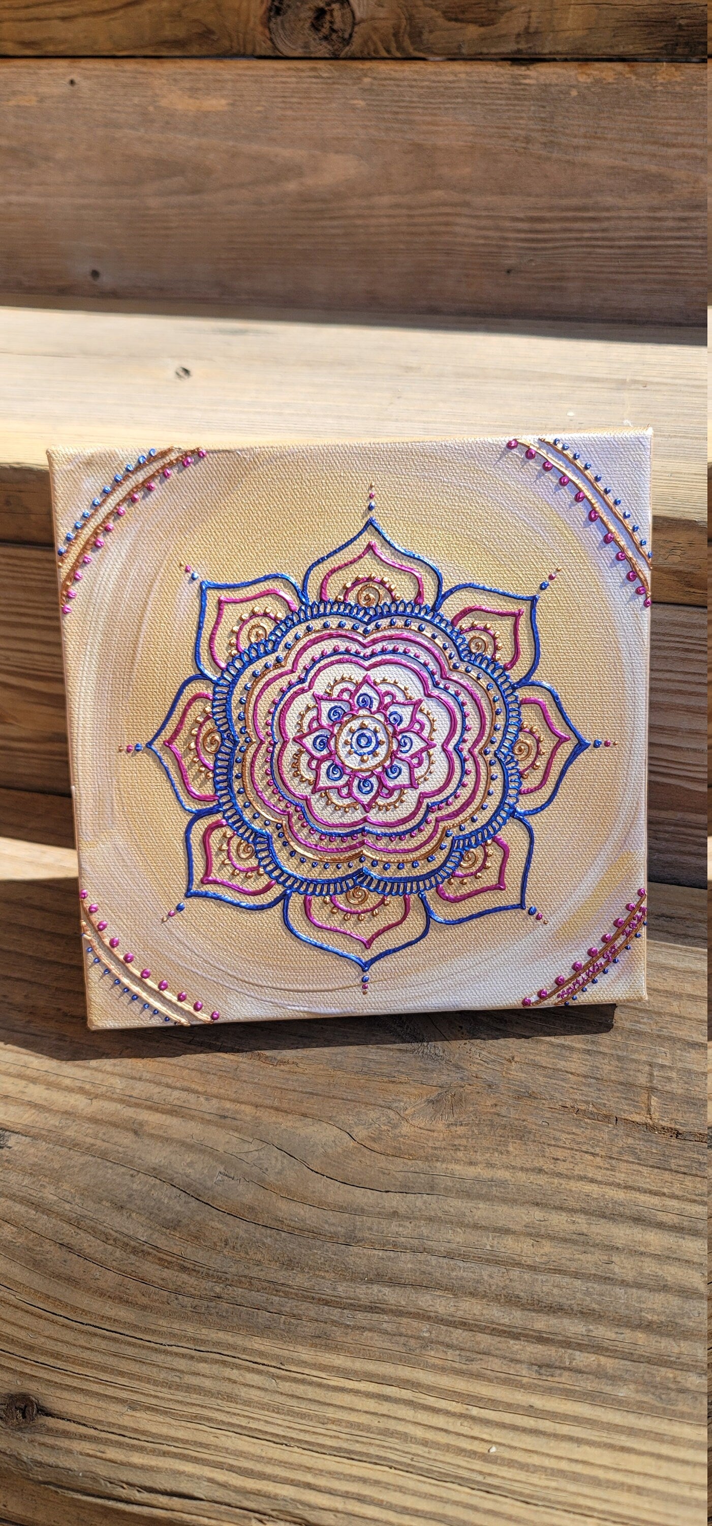 Honest Realization Original Mandala Painting | 8x8 Freehand Reiki Infused Intention Artwork