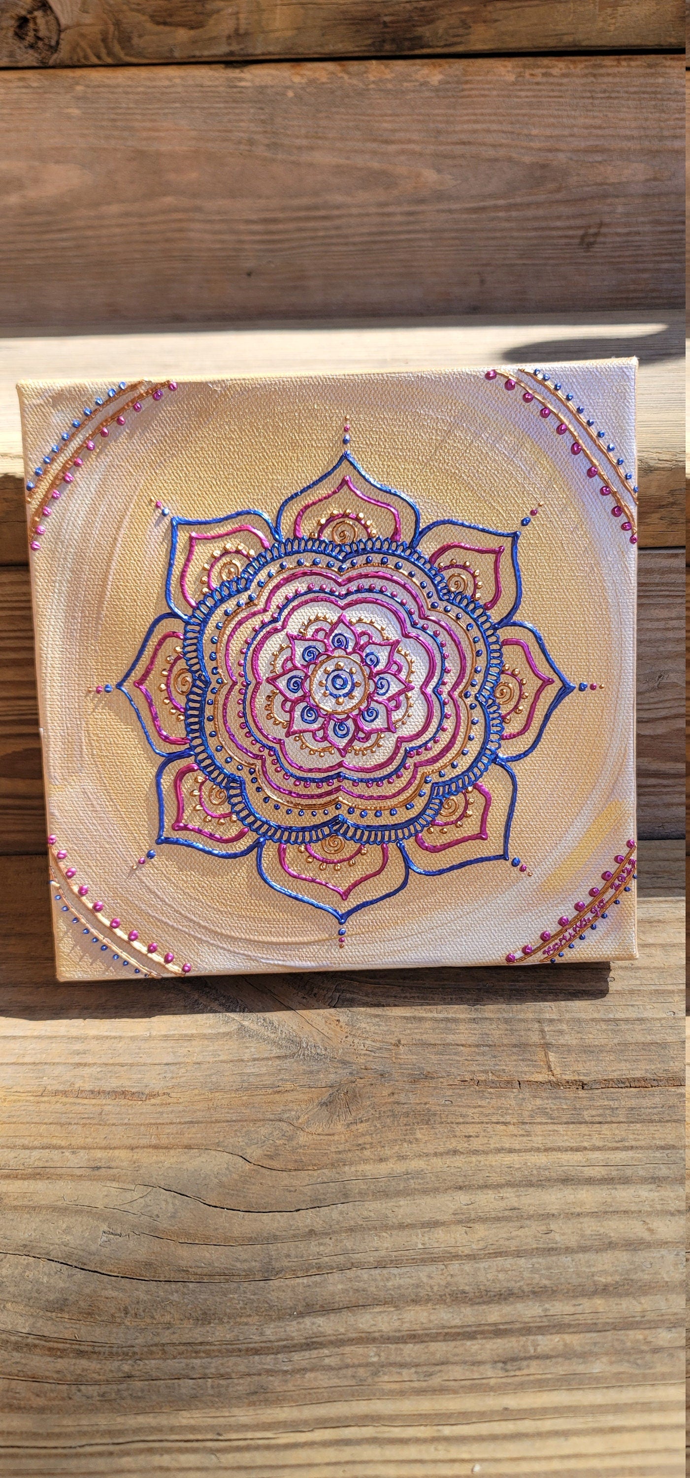 Honest Realization Original Mandala Painting | 8x8 Freehand Reiki Infused Intention Artwork