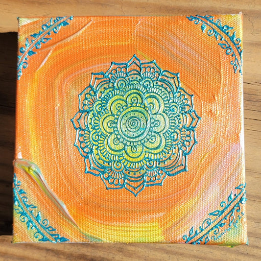 Play Original Mandala Painting | 6x6 Freehand Reiki Infused Intention Artwork