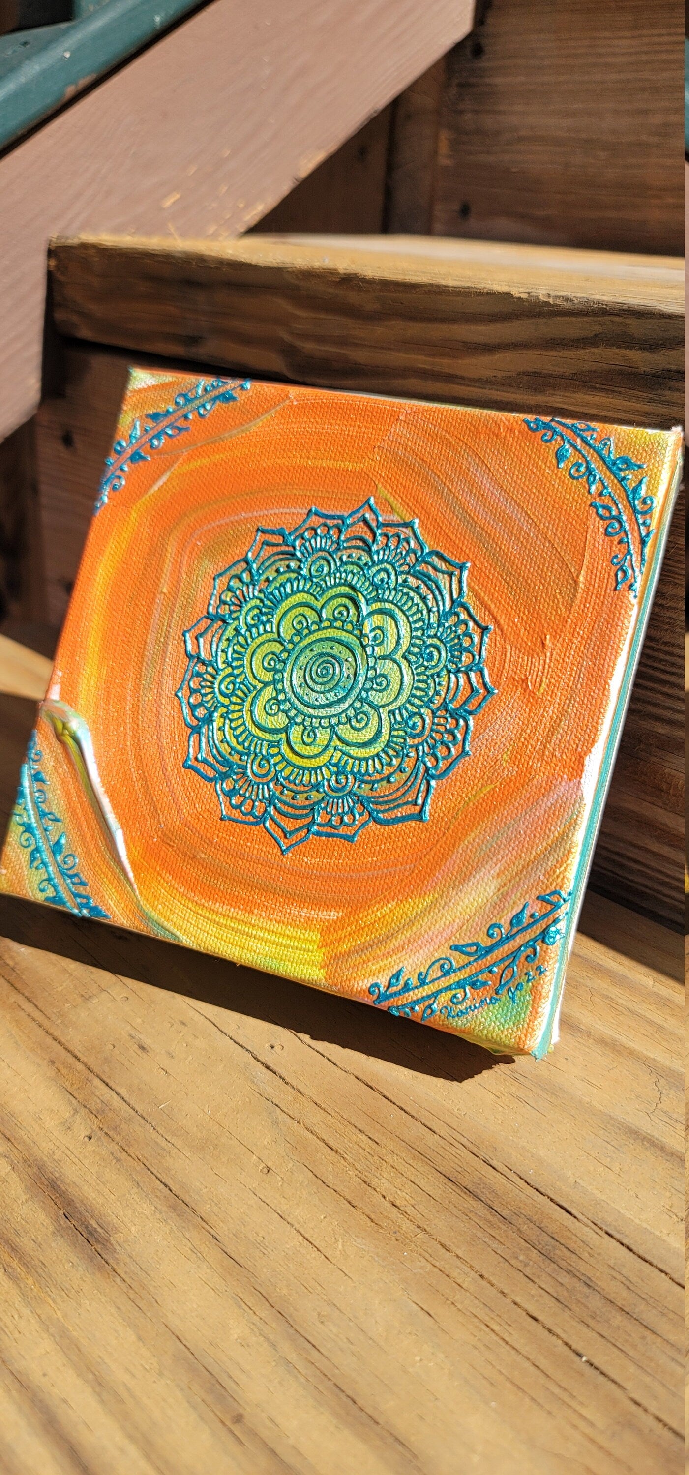Play Original Mandala Painting | 6x6 Freehand Reiki Infused Intention Artwork