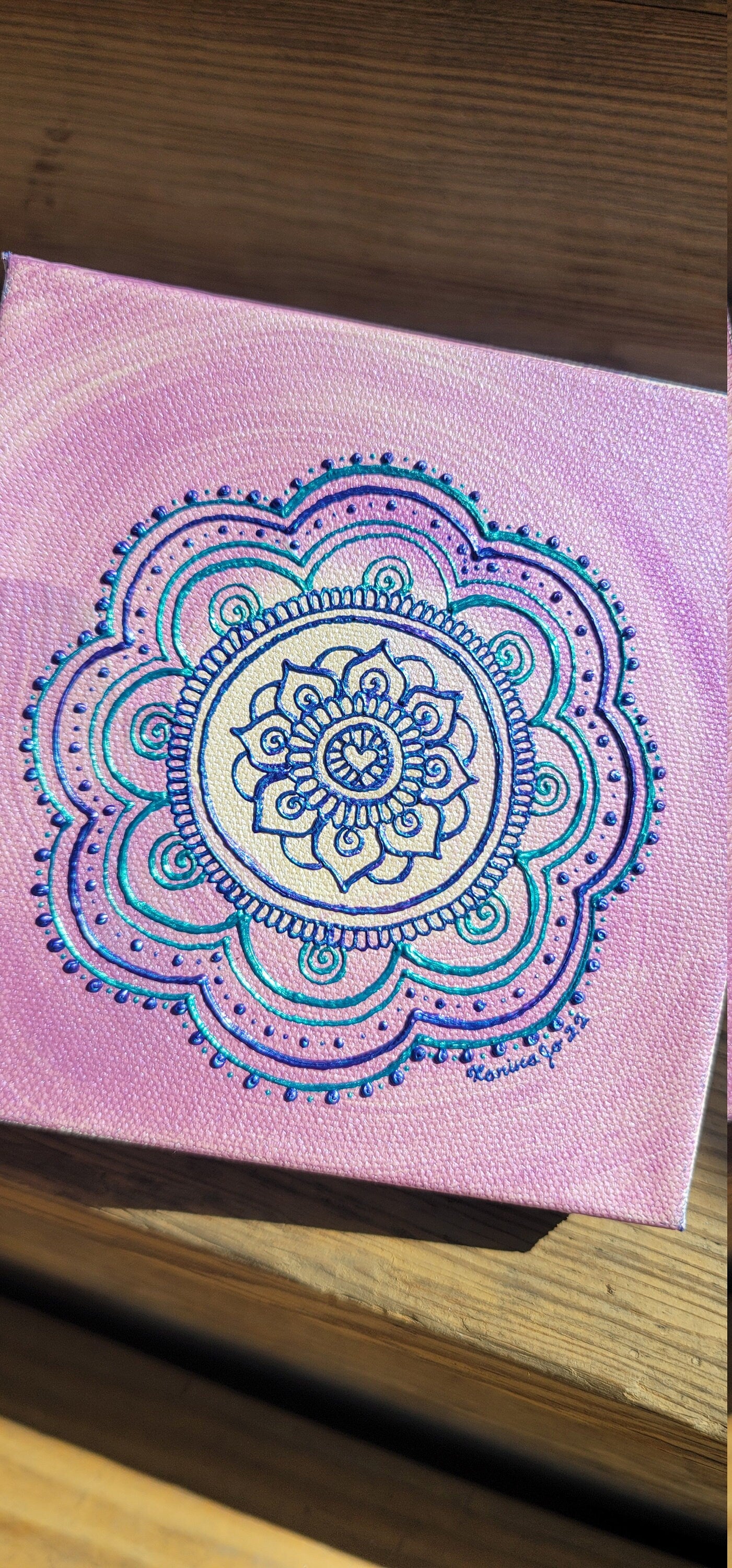 Faith in Trust Original Mandala Painting | 6x6 Freehand Reiki Infused Intention Artwork