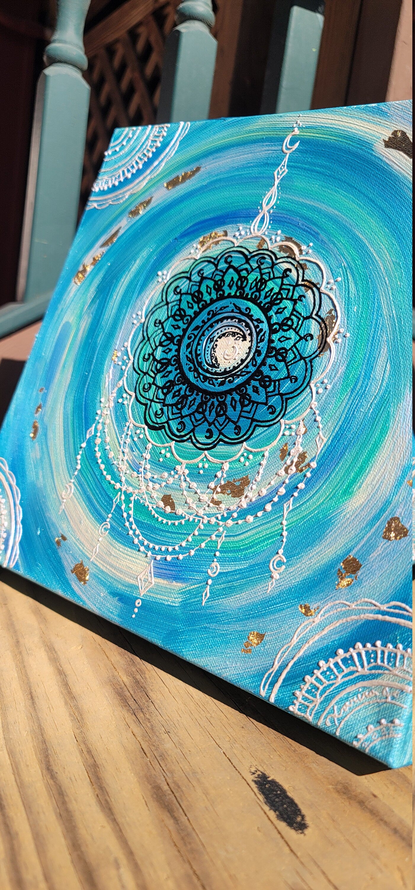 Experiencing Surrender Original Mandala Painting | 12x12 Freehand Reiki Infused Intention Artwork