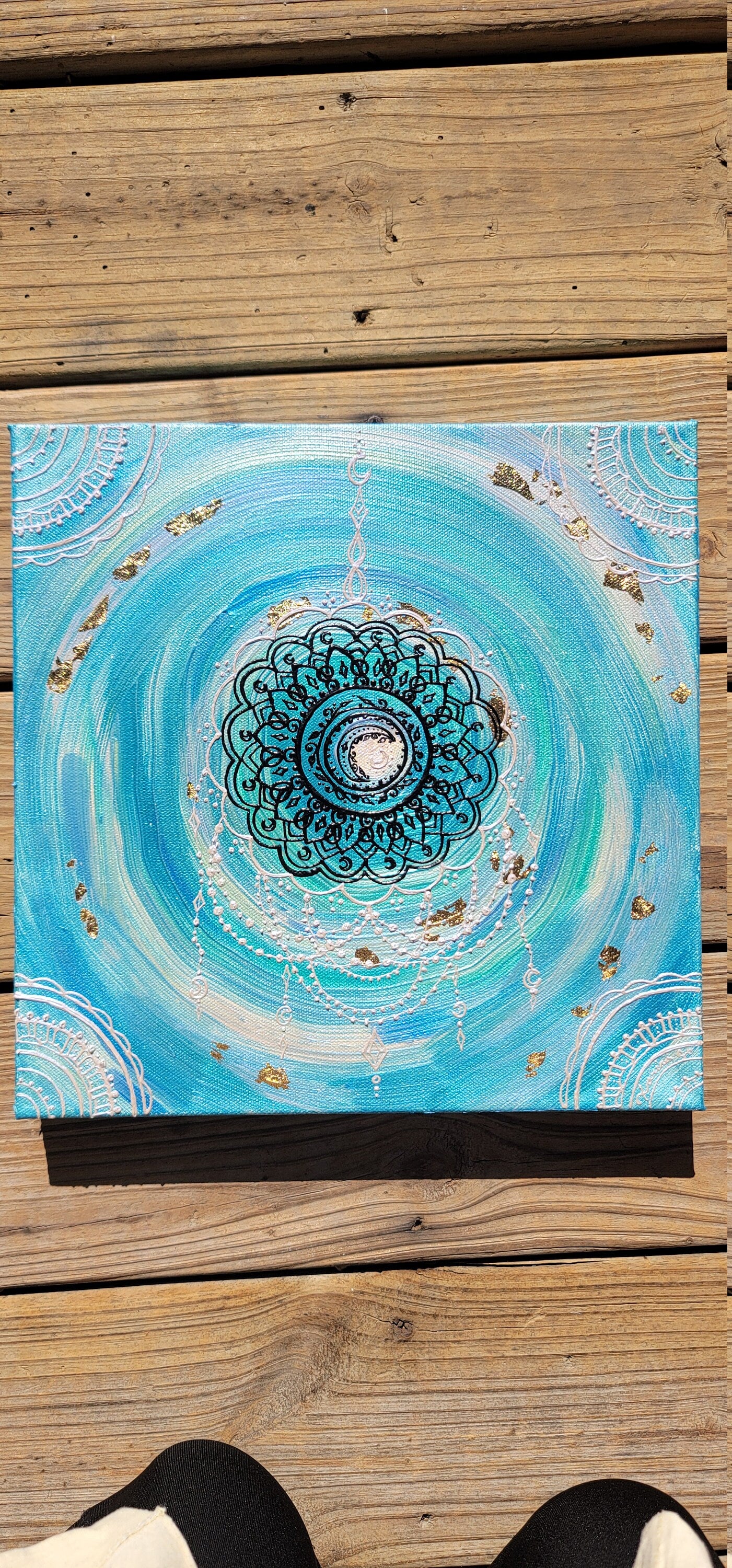 Experiencing Surrender Original Mandala Painting | 12x12 Freehand Reiki Infused Intention Artwork