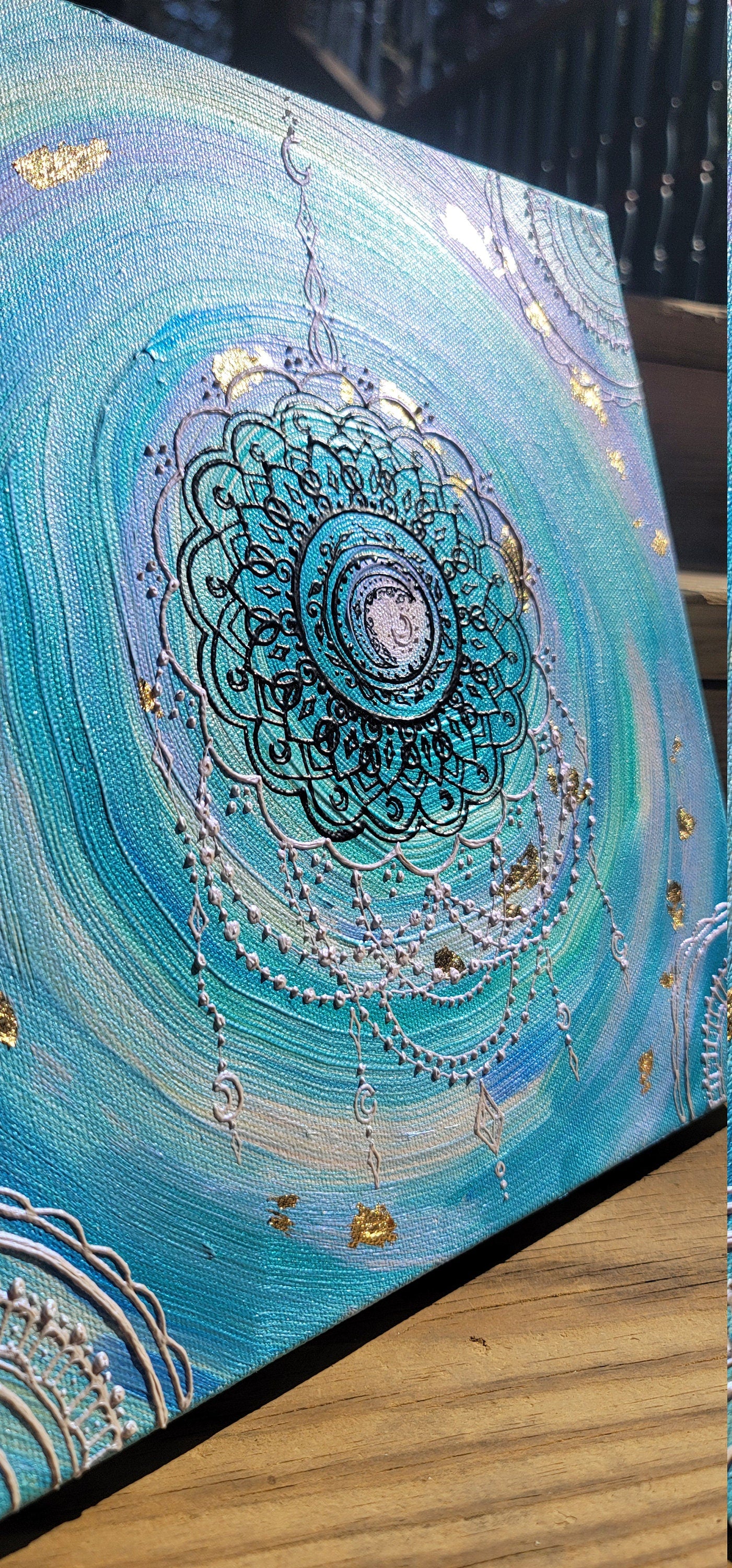 Experiencing Surrender Original Mandala Painting | 12x12 Freehand Reiki Infused Intention Artwork