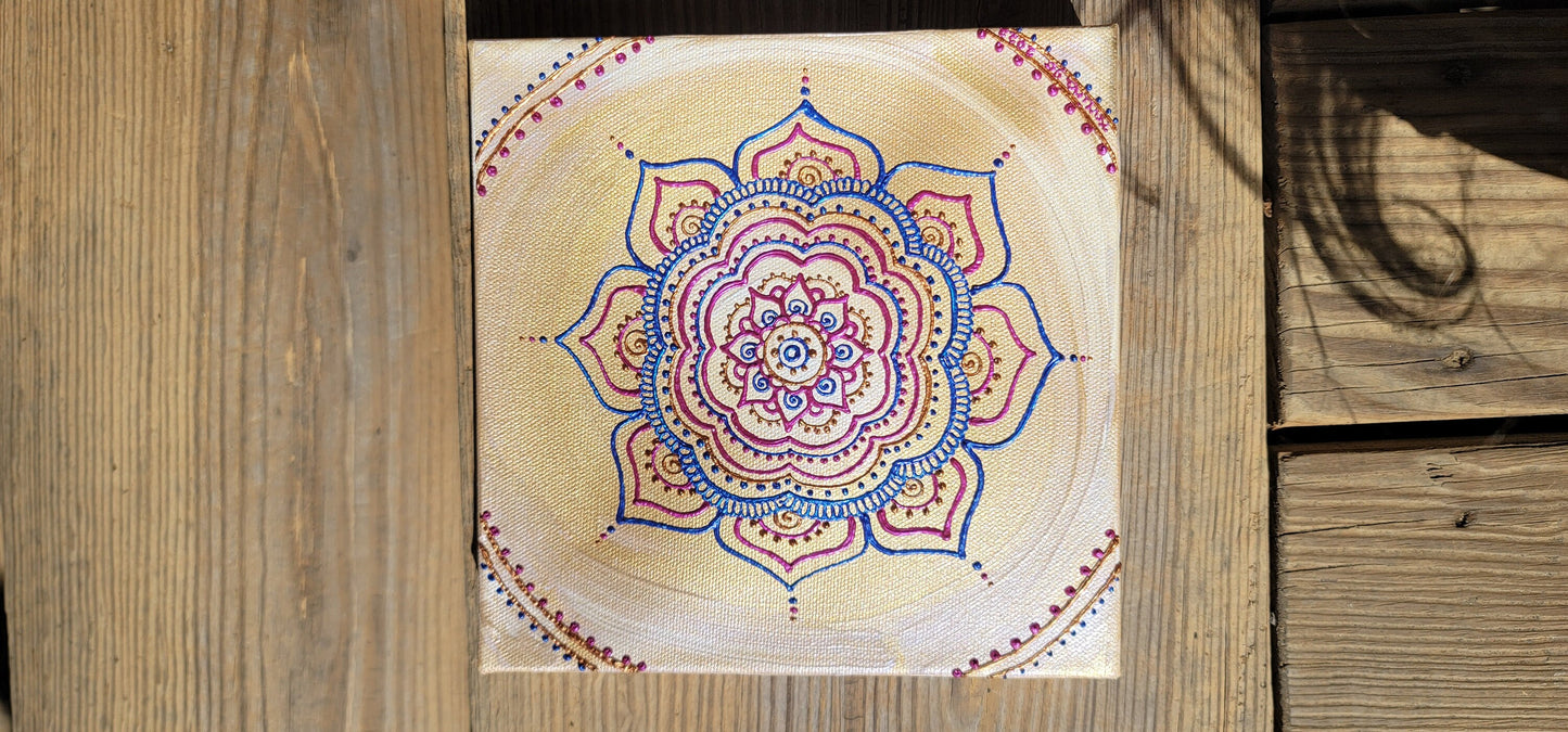 Honest Realization Original Mandala Painting | 8x8 Freehand Reiki Infused Intention Artwork