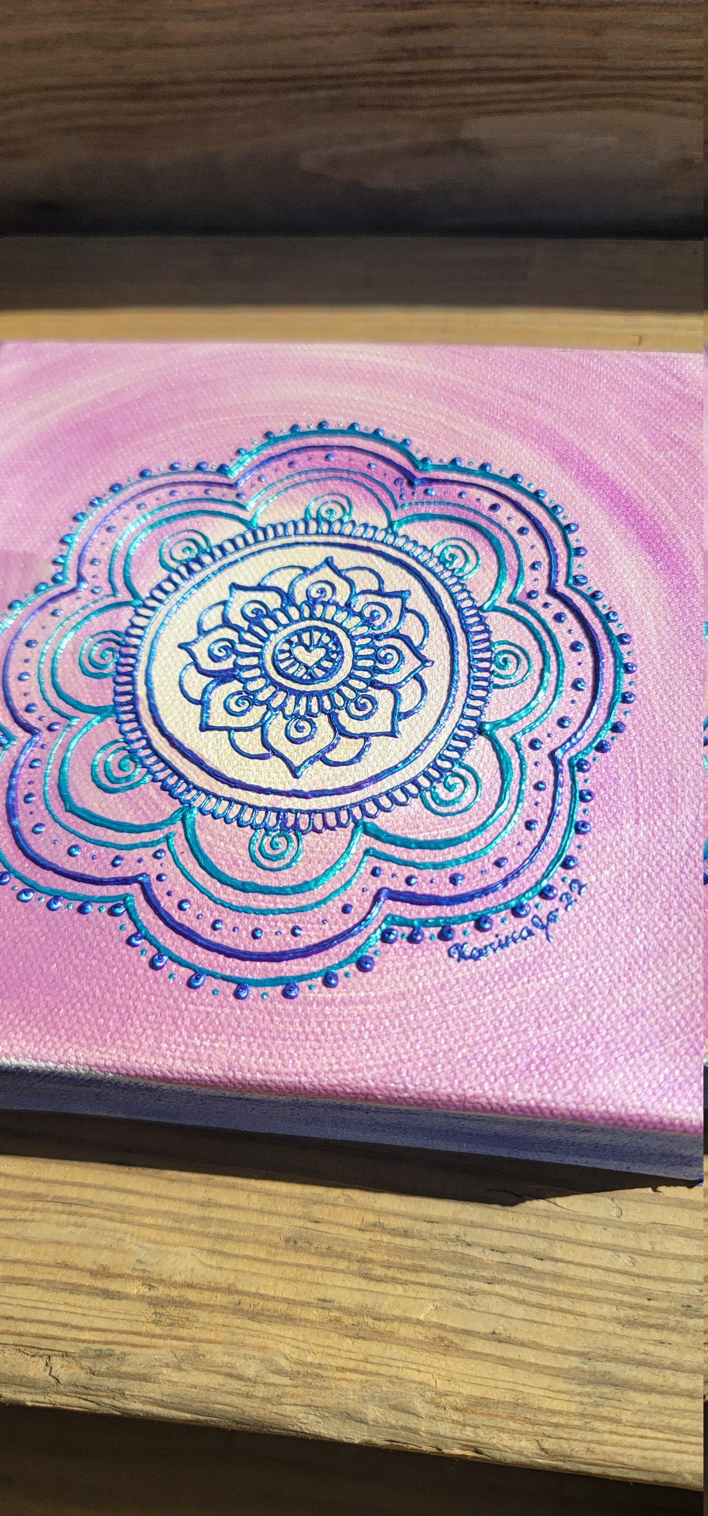 Faith in Trust Original Mandala Painting | 6x6 Freehand Reiki Infused Intention Artwork