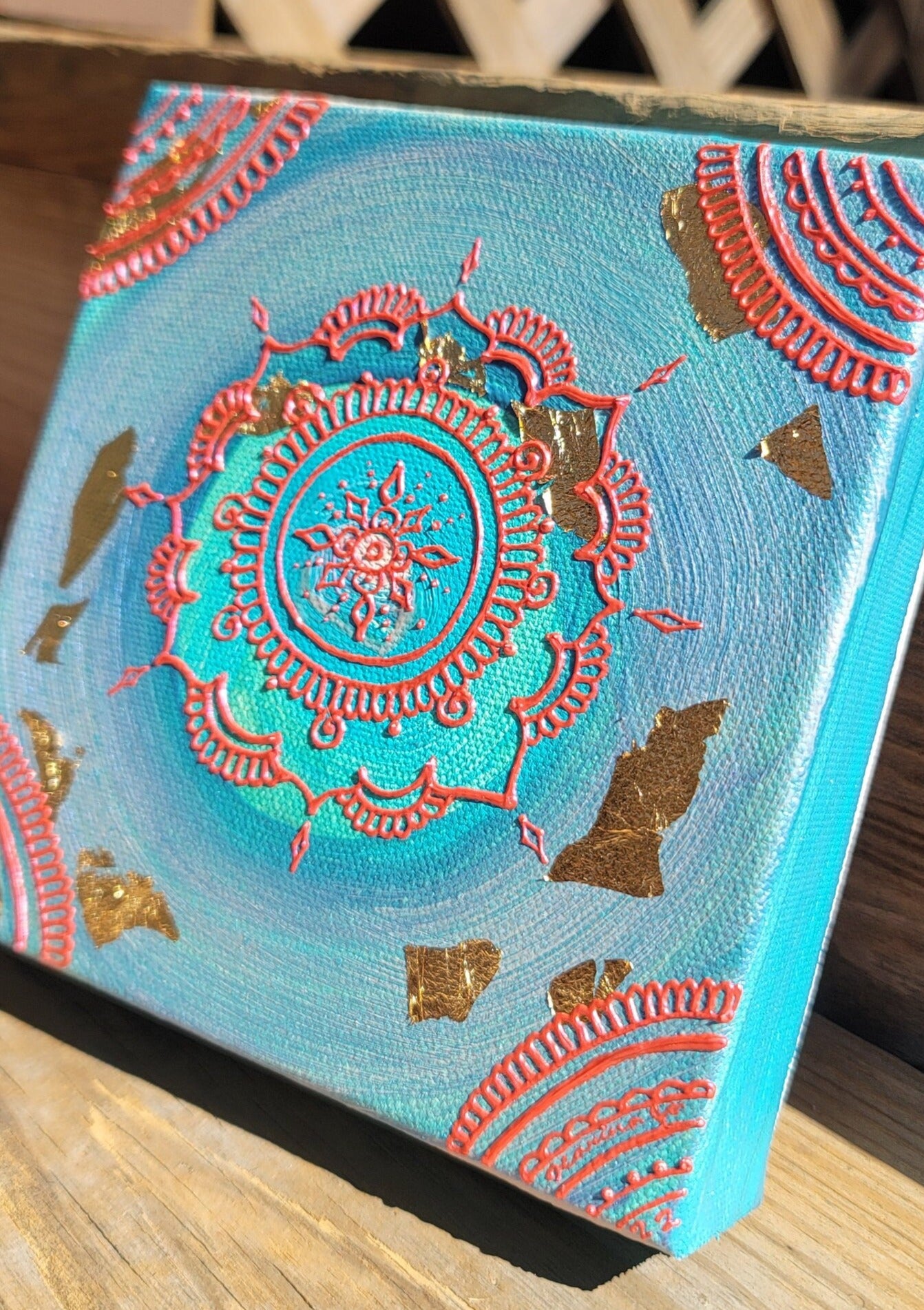 Hopefully Detached Original Mandala Painting | 6x6 Freehand Reiki Infused Intention Artwork