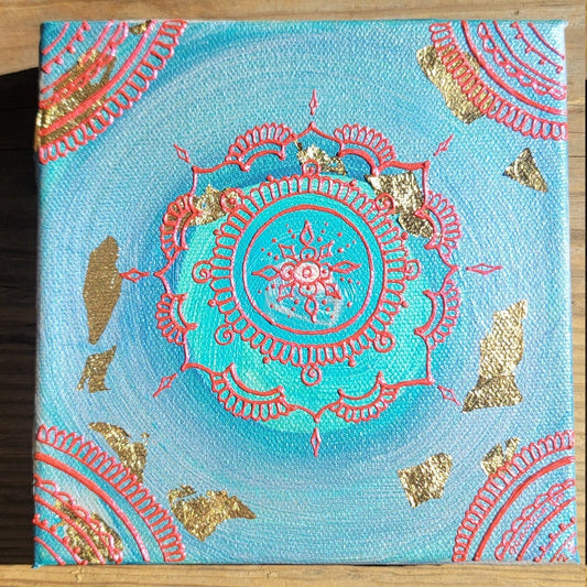 Hopefully Detached Original Mandala Painting | 6x6 Freehand Reiki Infused Intention Artwork