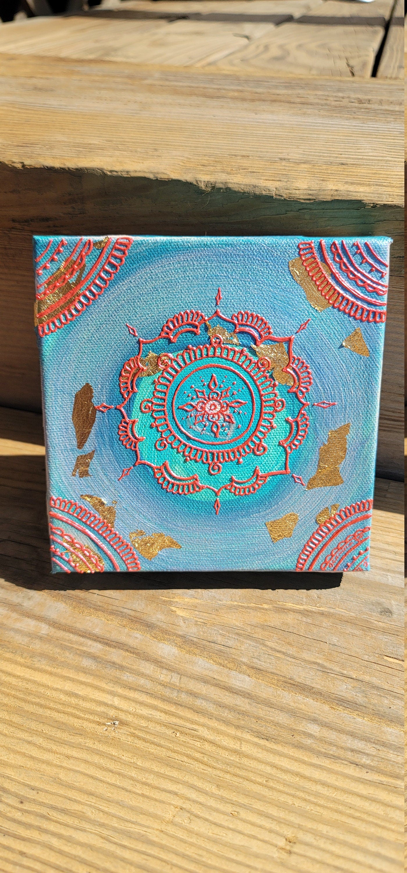 Hopefully Detached Original Mandala Painting | 6x6 Freehand Reiki Infused Intention Artwork