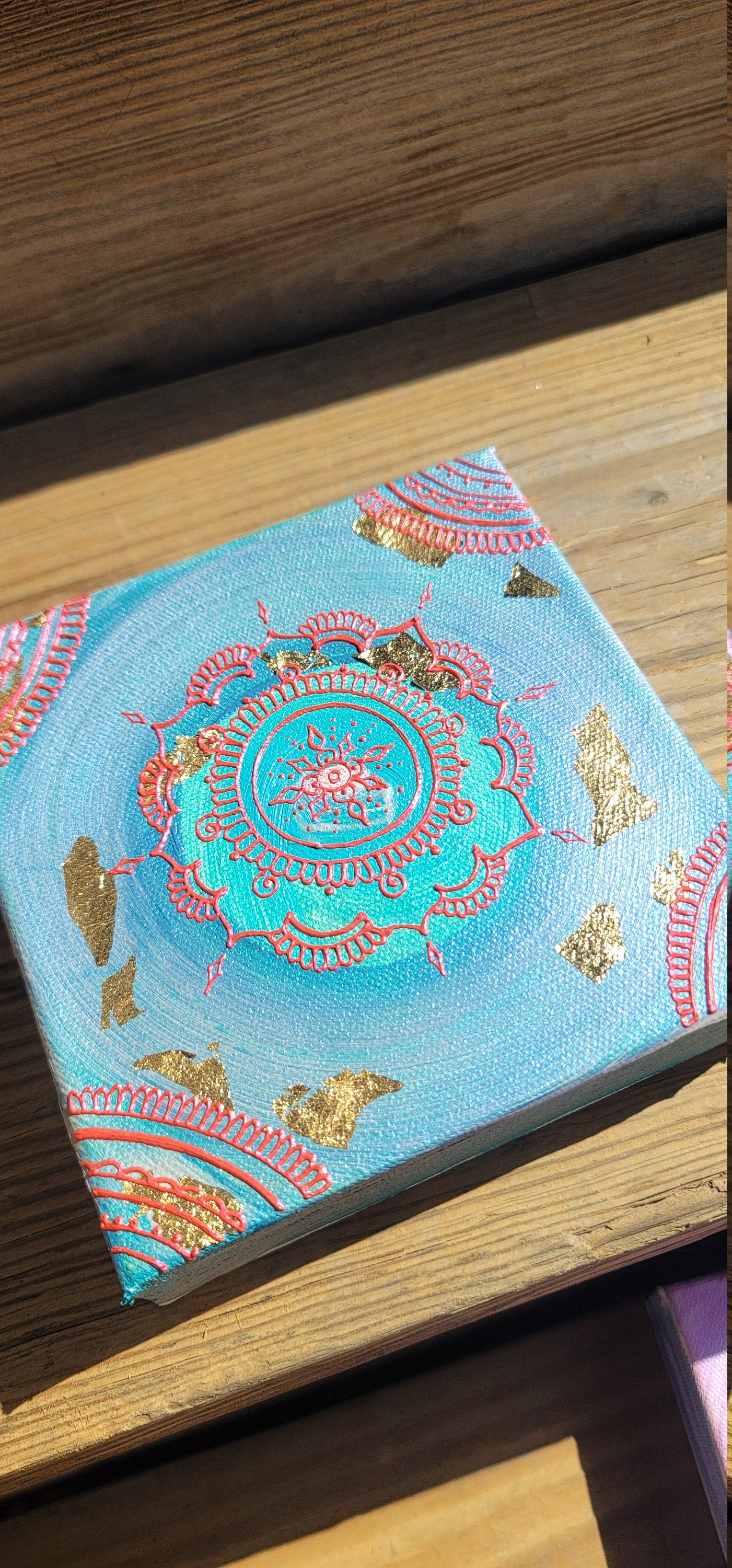 Hopefully Detached Original Mandala Painting | 6x6 Freehand Reiki Infused Intention Artwork