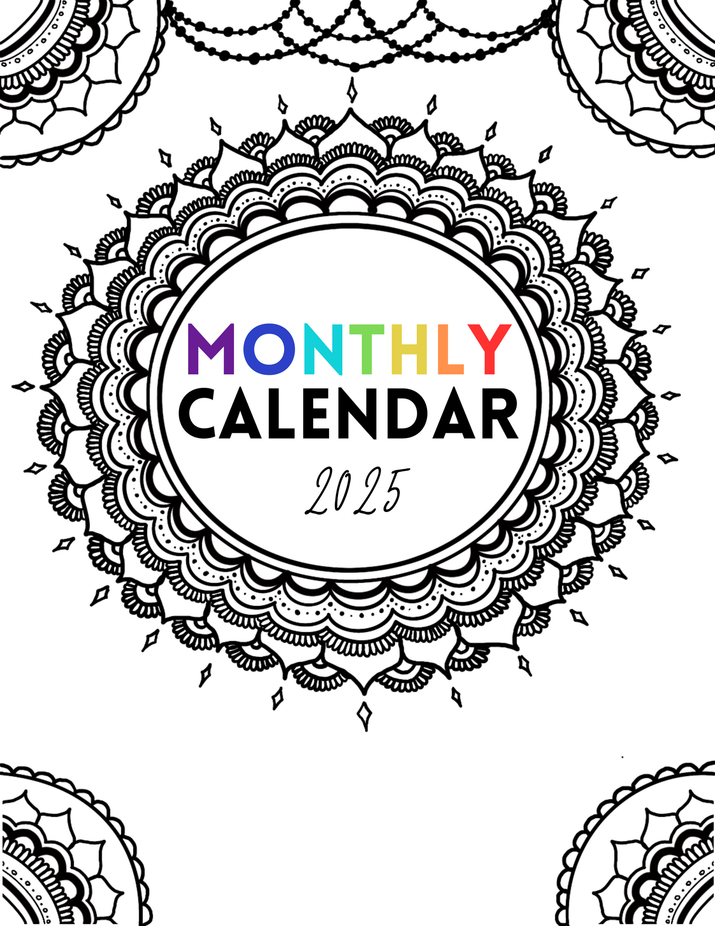 2025 Calendar Printable Digital Download