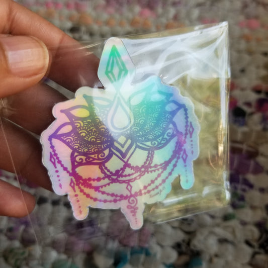 Crystal Lotus Holographic Waterproof Sticker