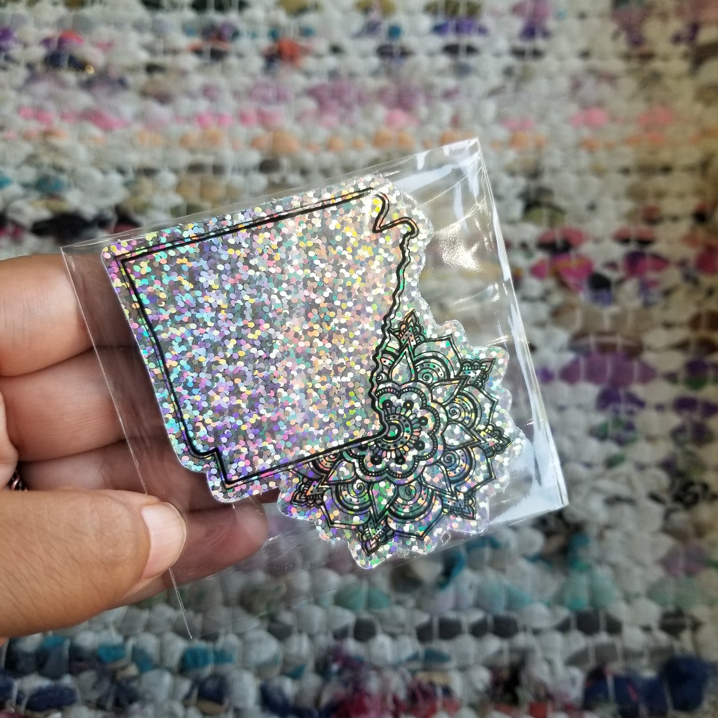 Arkansas Mandala Sparkle Holographic Waterproof Sticker