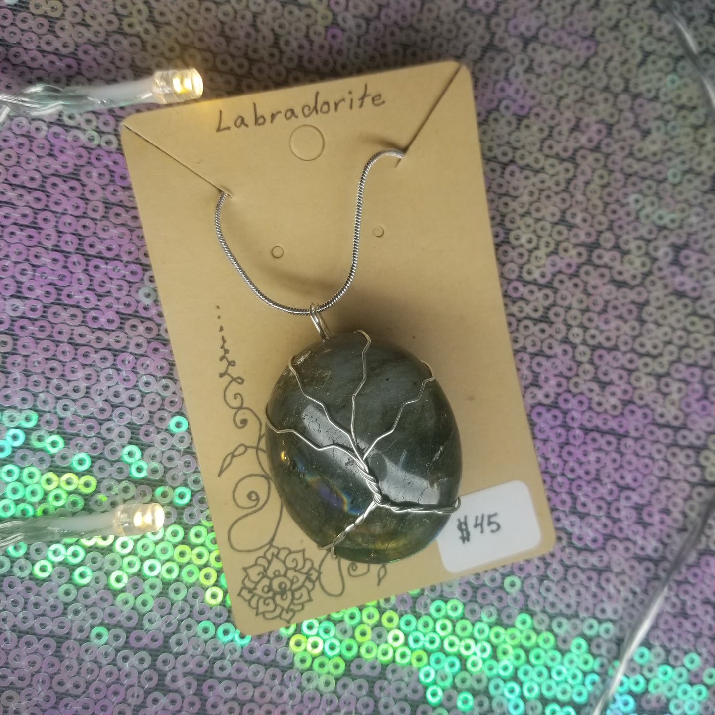 Labradorite Tree Handwrapped Necklace