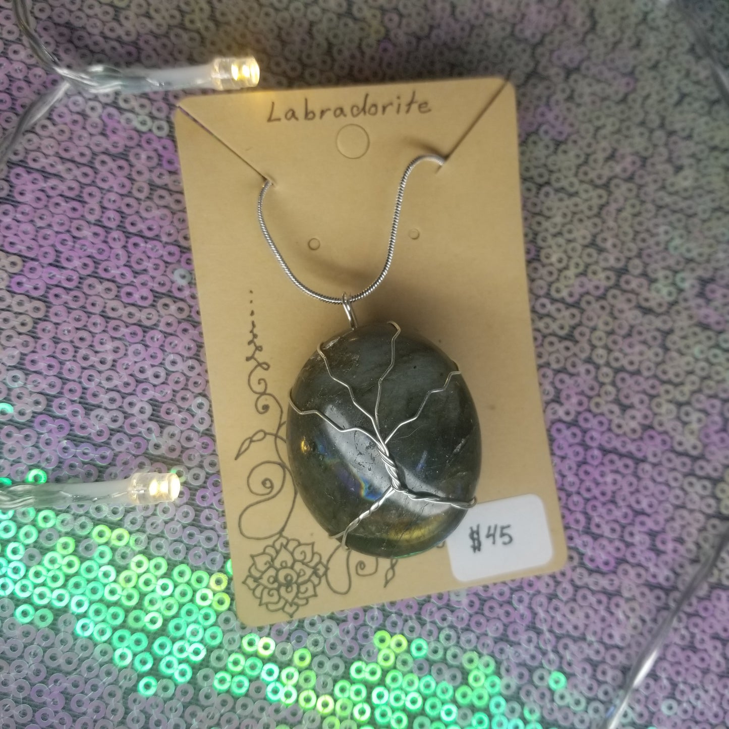 Labradorite Tree Handwrapped Necklace