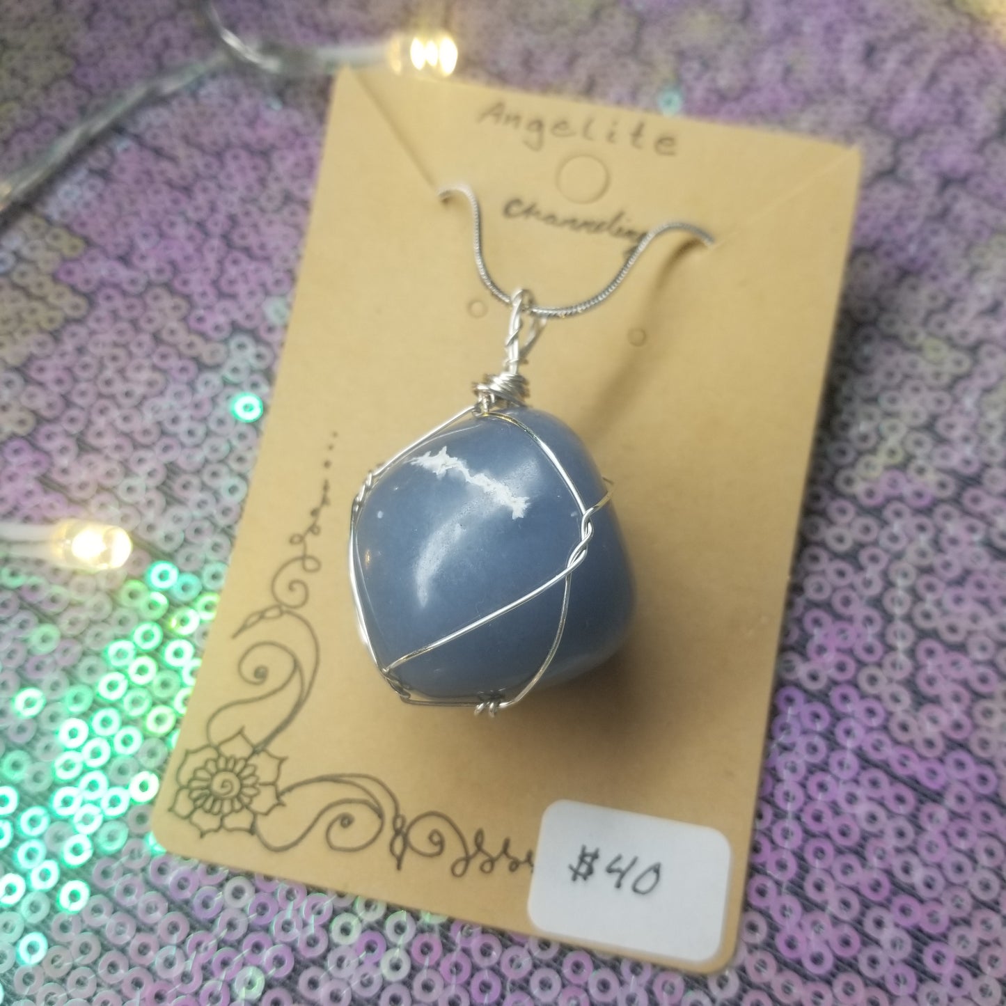 Angelite Handwrapped Necklace